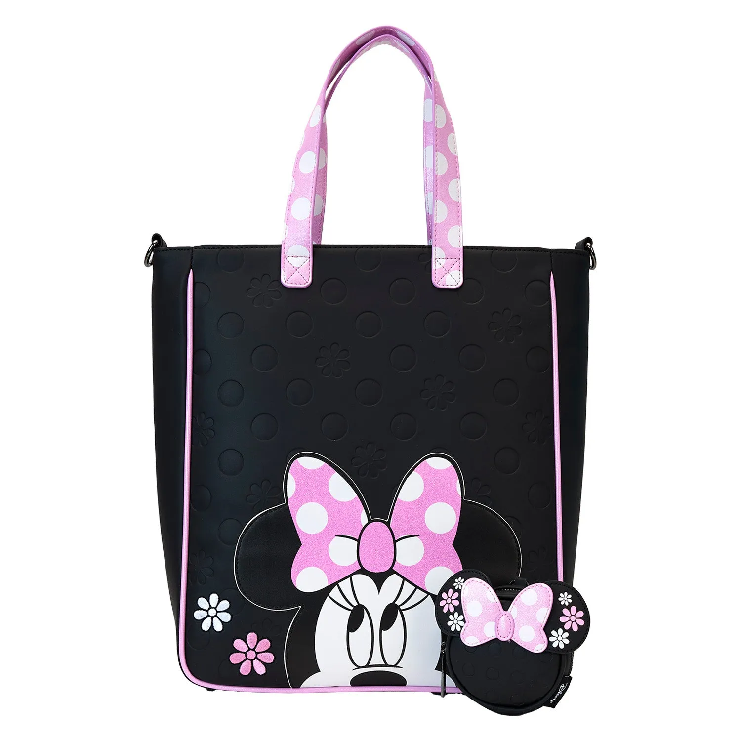 Loungefly Disney Minnie Floral Rock The Dots Tote With Coin Purse