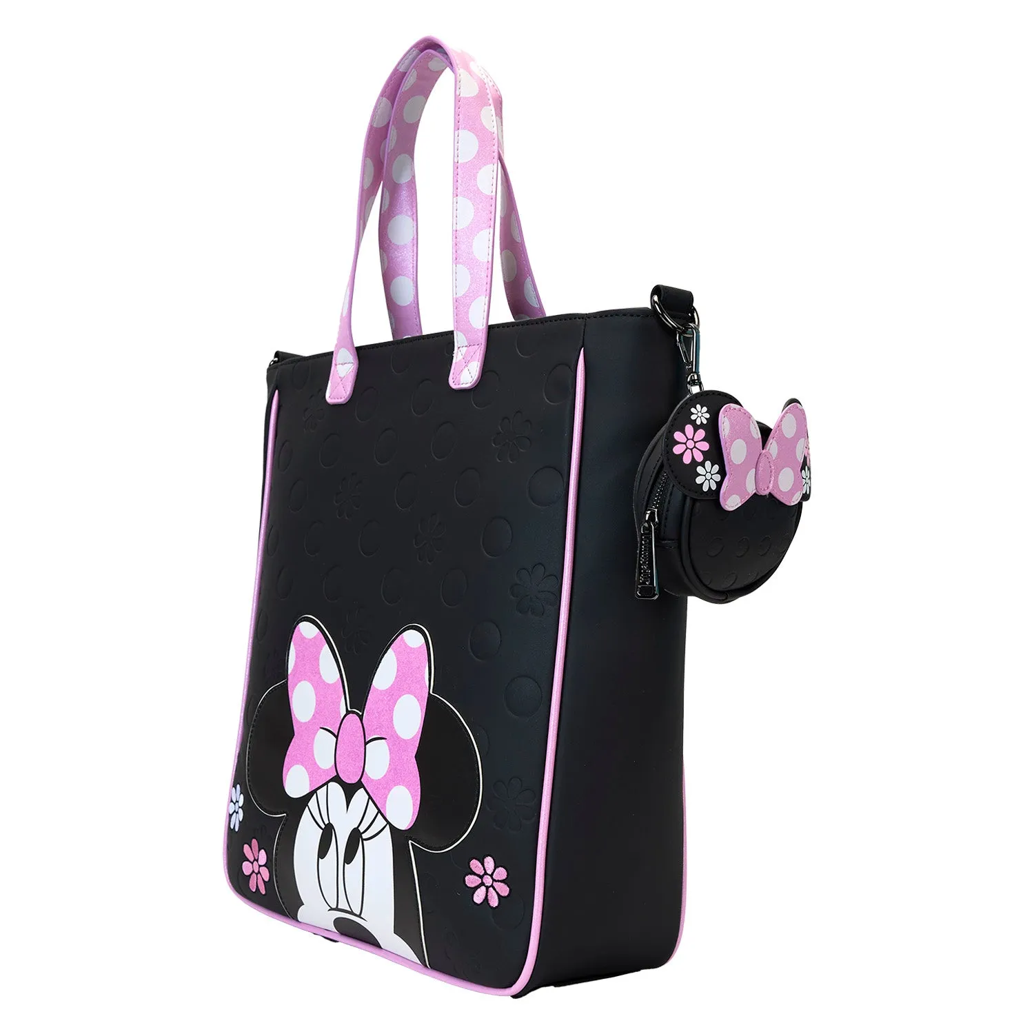 Loungefly Disney Minnie Floral Rock The Dots Tote With Coin Purse