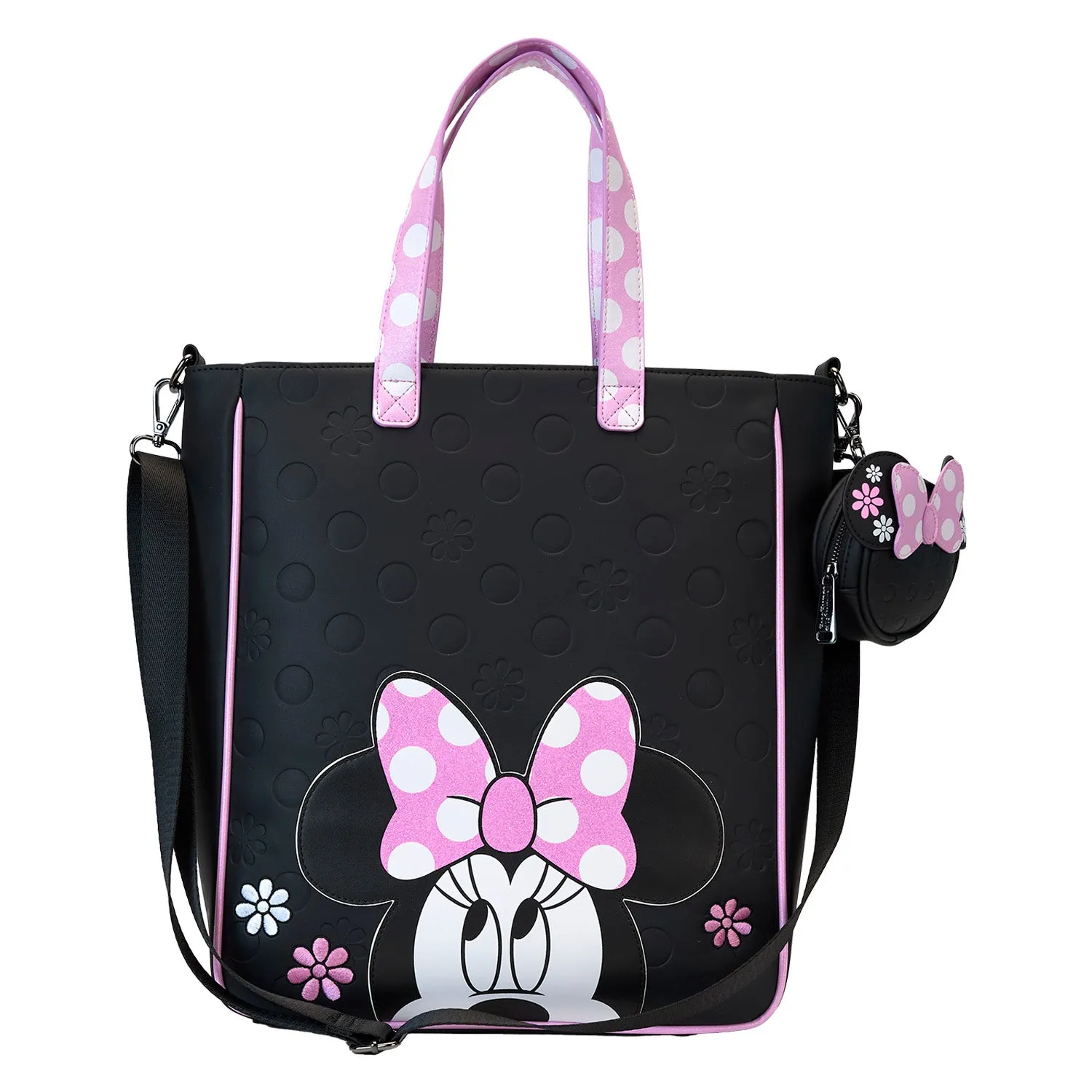 Loungefly Disney Minnie Floral Rock The Dots Tote With Coin Purse