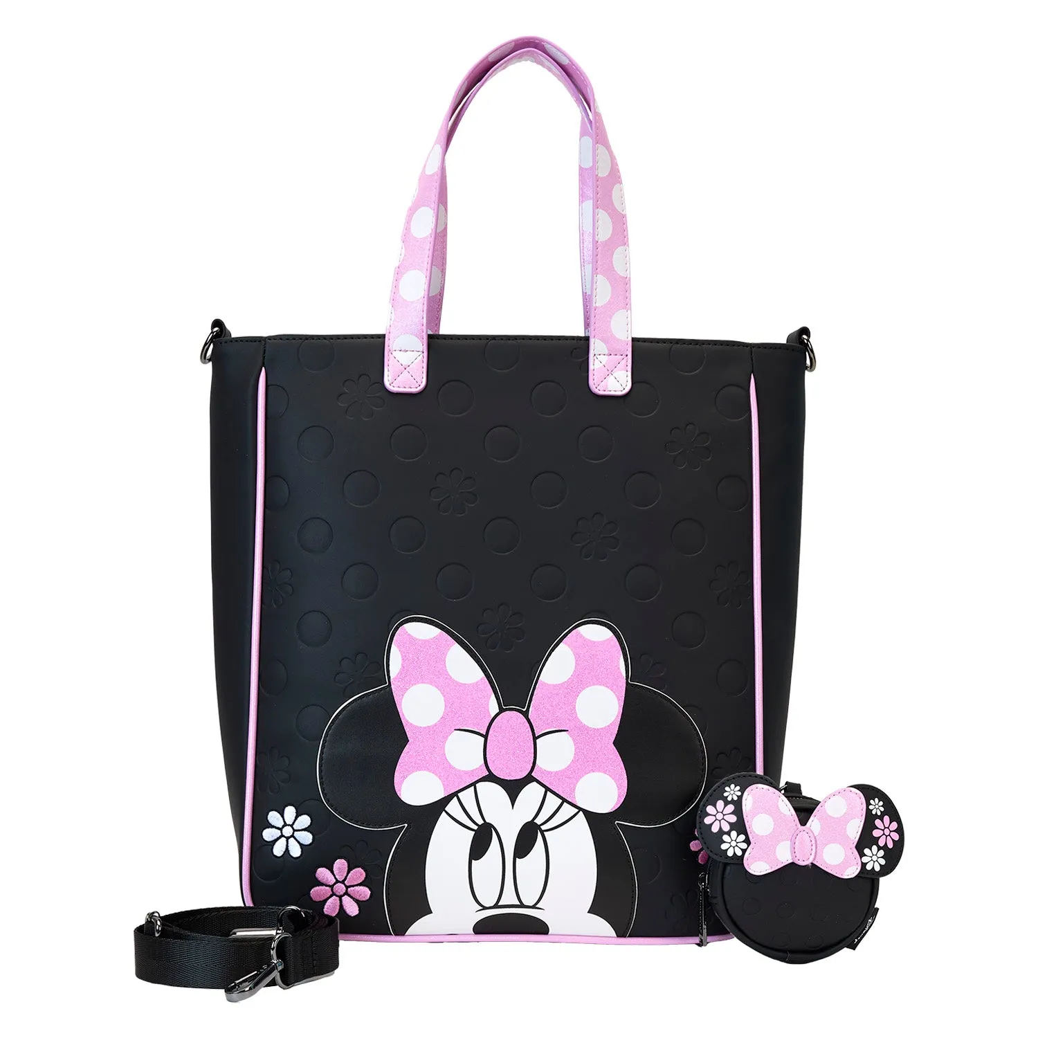 Loungefly Disney Minnie Floral Rock The Dots Tote With Coin Purse