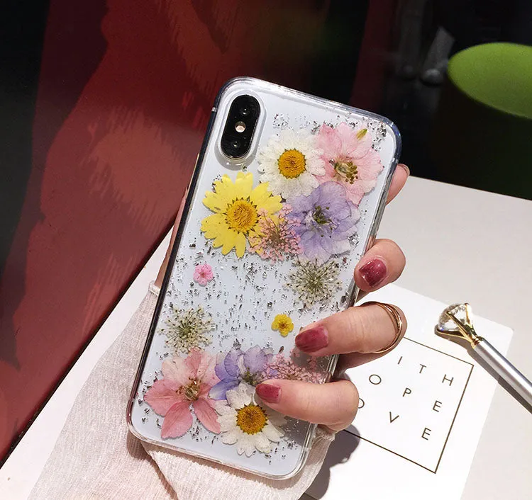 Luxe Pressed Flower Protective iPhone 13 14 Pro Max Case Cute