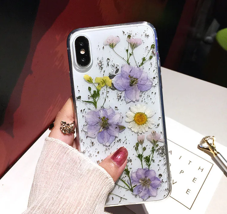 Luxe Pressed Flower Protective iPhone 13 14 Pro Max Case Cute