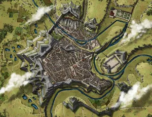 Luxemburg Star Fortress Alex colour CLOUDS Fantasy Map Patreon