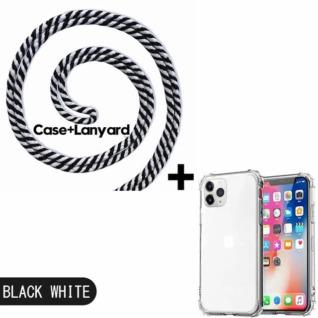 Luxury Transparent iPhone 11 Case with Crossbody Necklace