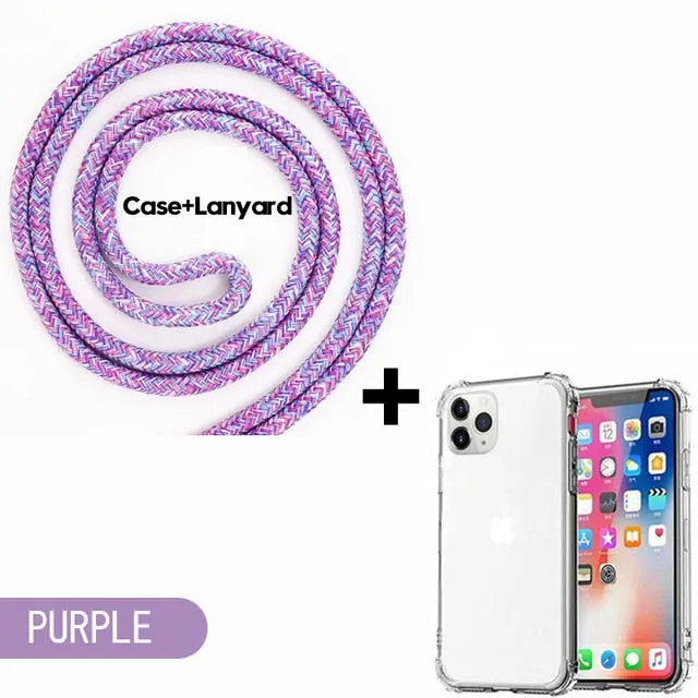 Luxury Transparent iPhone 11 Case with Crossbody Necklace