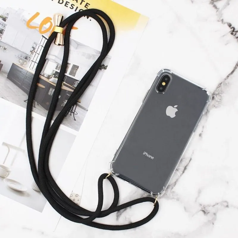 Luxury Transparent iPhone 11 Case with Crossbody Necklace