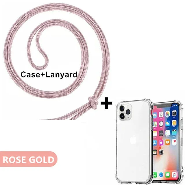 Luxury Transparent iPhone 11 Case with Crossbody Necklace