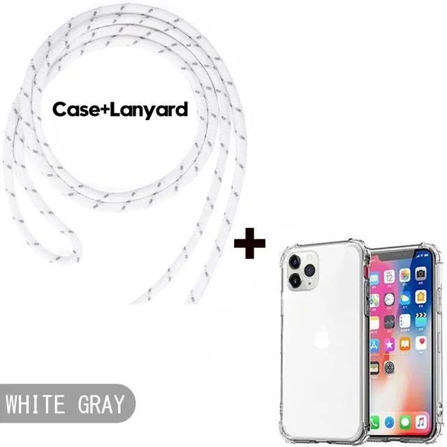 Luxury Transparent iPhone 11 Case with Crossbody Necklace