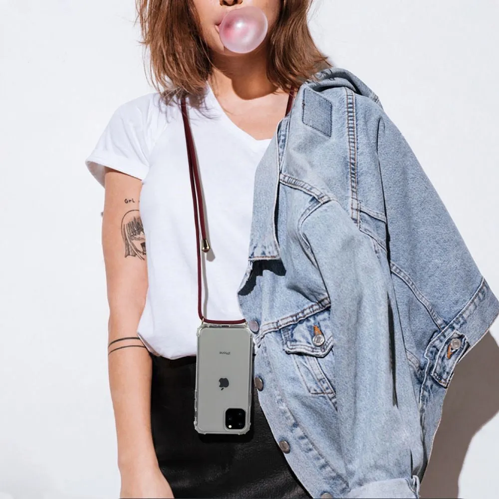 Luxury Transparent iPhone 11 Case with Crossbody Necklace
