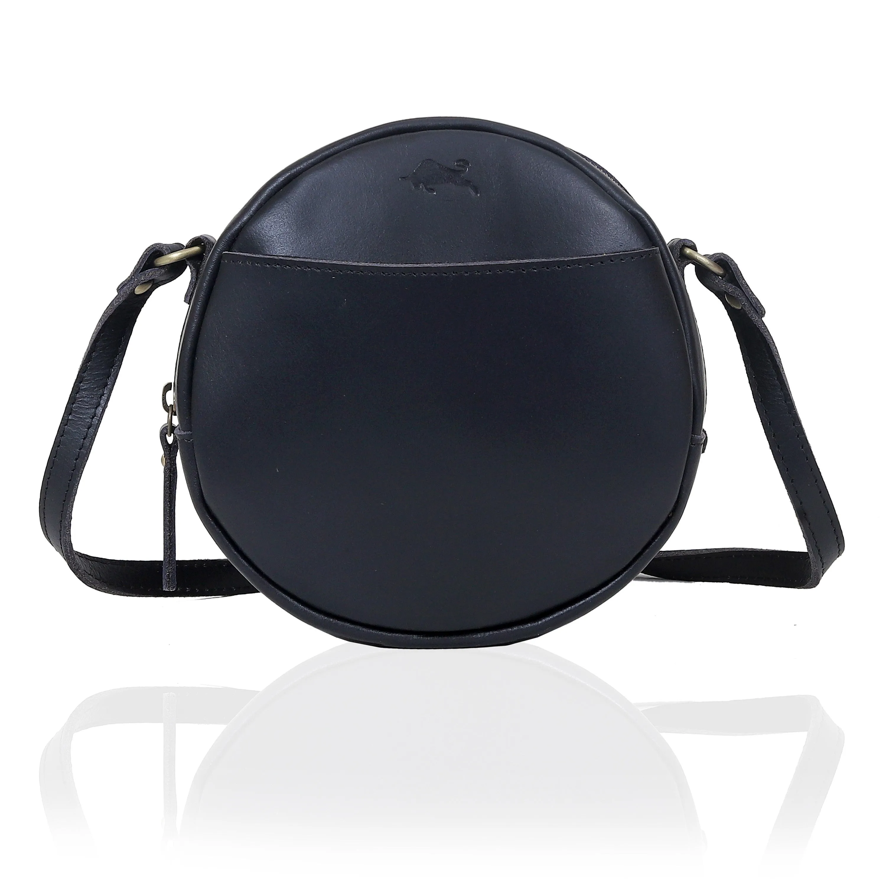 Lydia Round Circle Buffalo Leather Handbag
