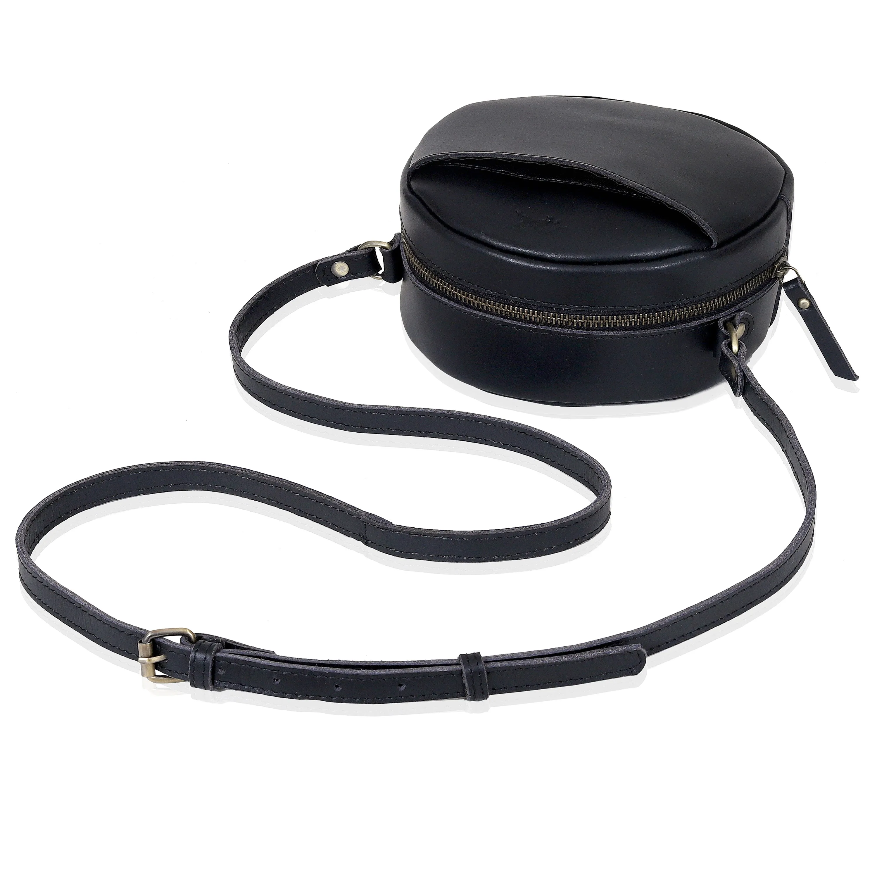 Lydia Round Circle Buffalo Leather Handbag