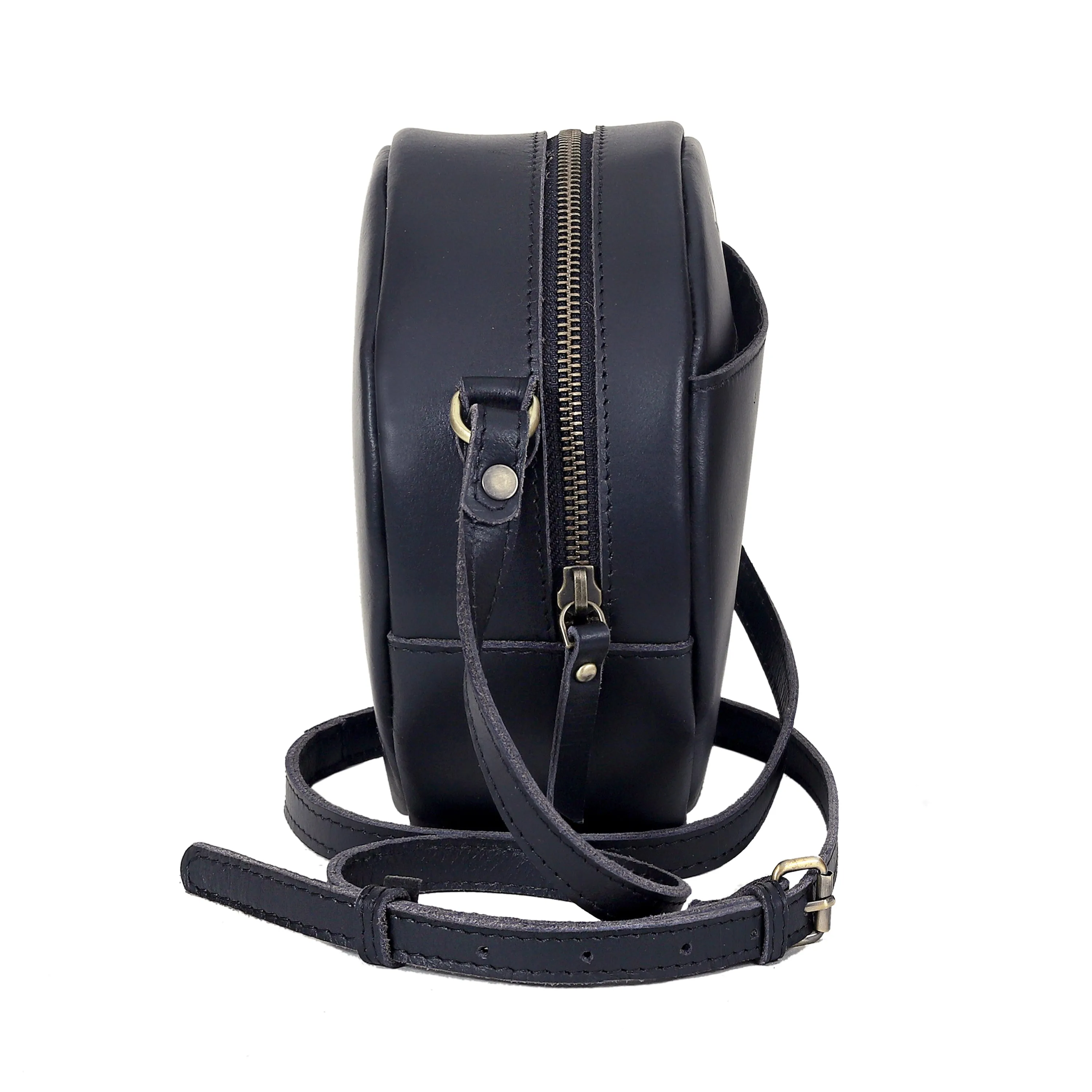 Lydia Round Circle Buffalo Leather Handbag
