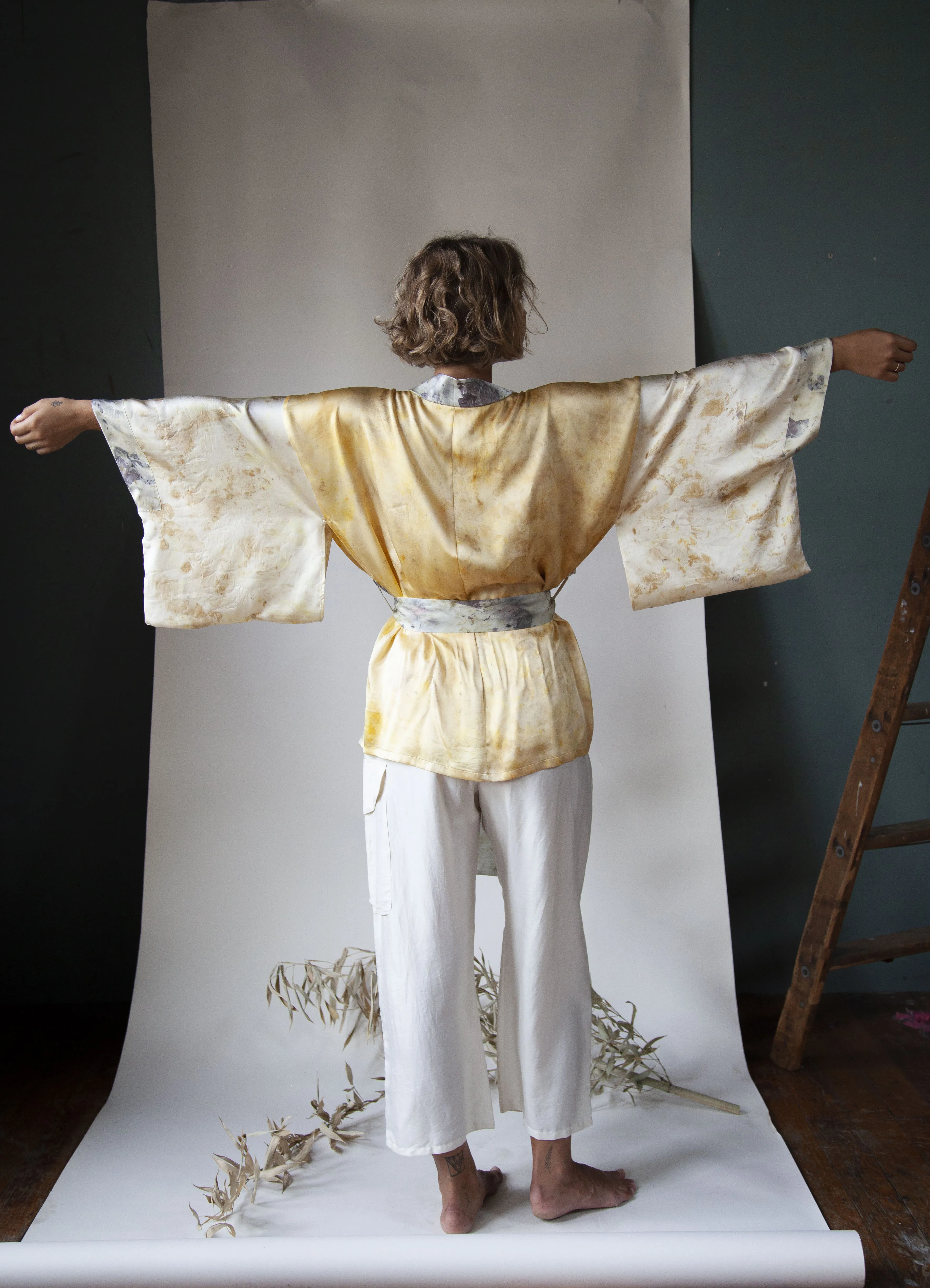 Made to Order Remnant Silk Kimono in Charmeuse