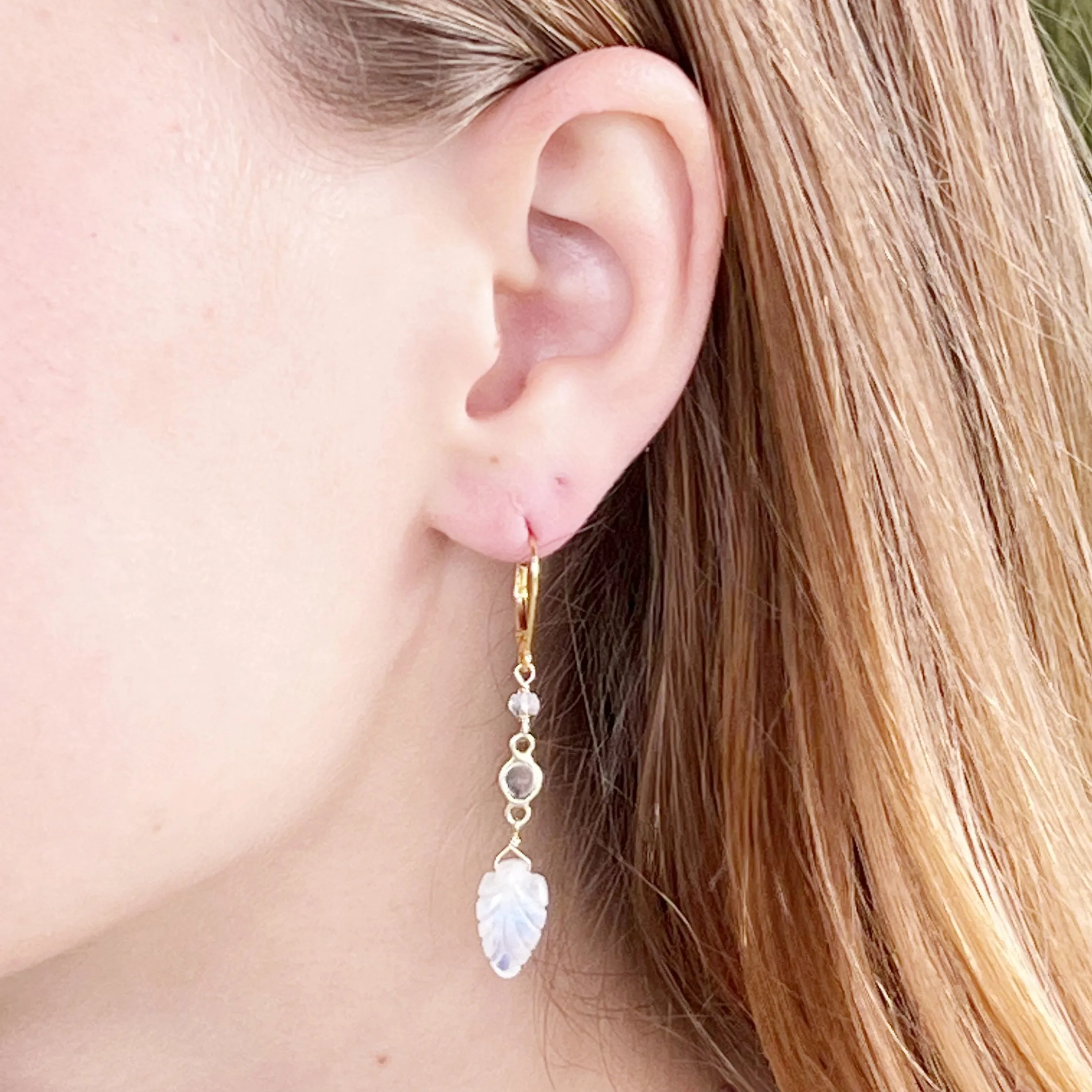 Magical Moonstone Leaves Earrings