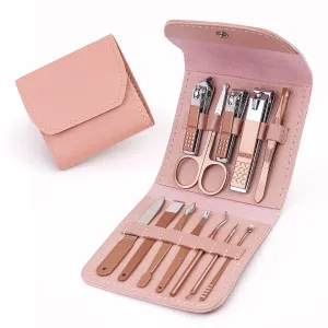 Manicure Set Professional 12 in 1 Nail Clipper Set Manicure Kit Stainless Steel Nail Care Kit with Case [Purple]