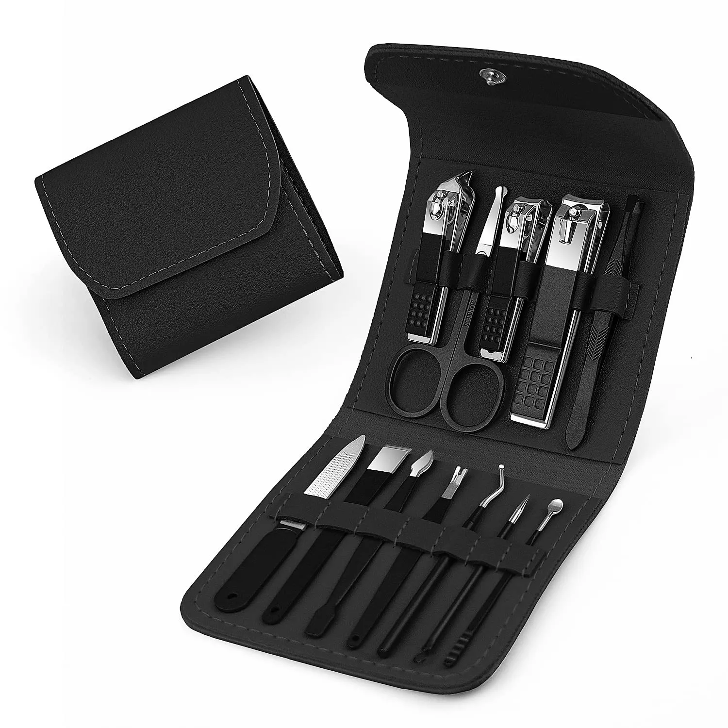 Manicure Set Professional 12 in 1 Nail Clipper Set Manicure Kit Stainless Steel Nail Care Kit with Case [Purple]