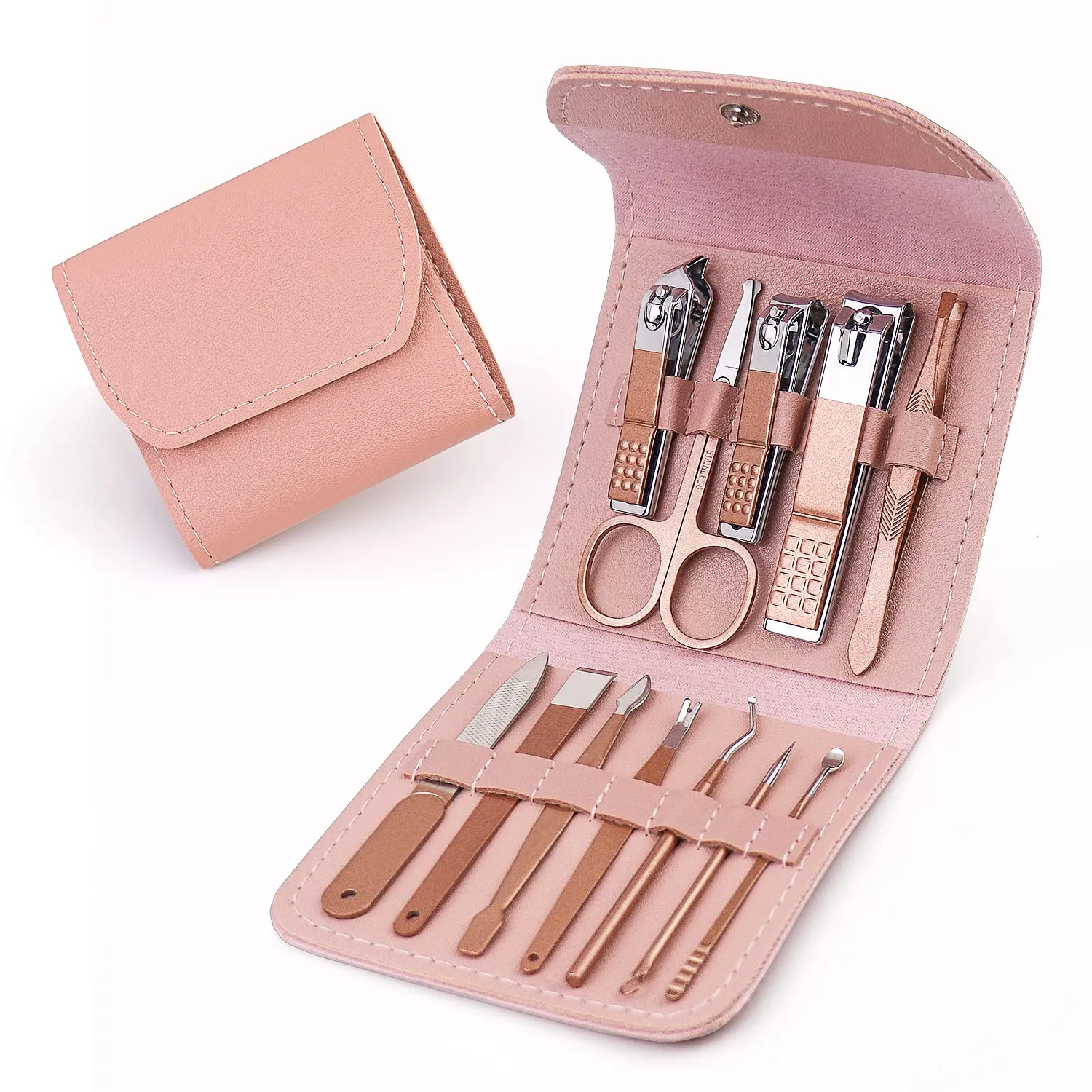 Manicure Set Professional 12 in 1 Nail Clipper Set Manicure Kit Stainless Steel Nail Care Kit with Case [Purple]
