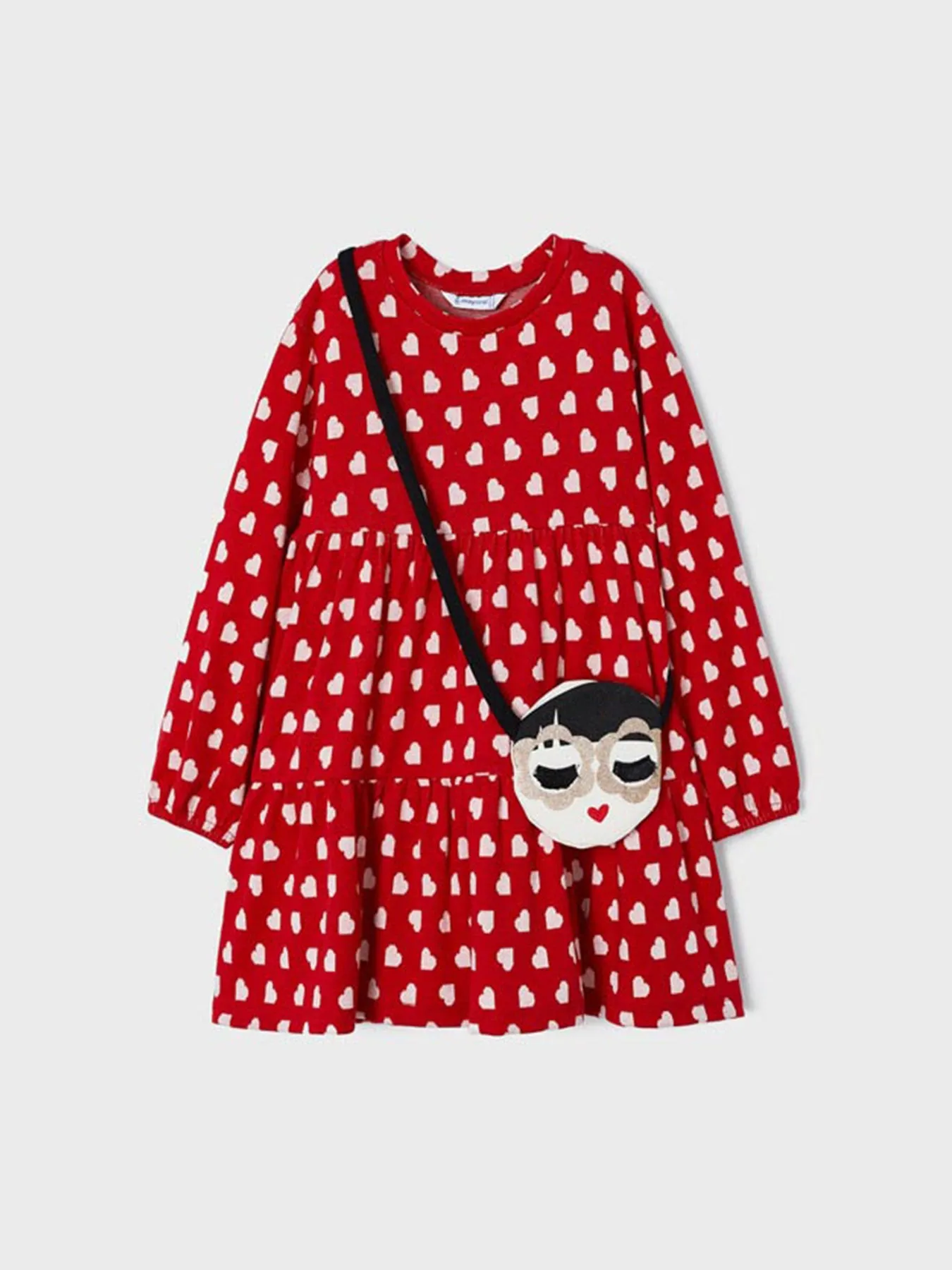 Mayoral Junior Girl Heart Dress with Handbag - 3 Colours