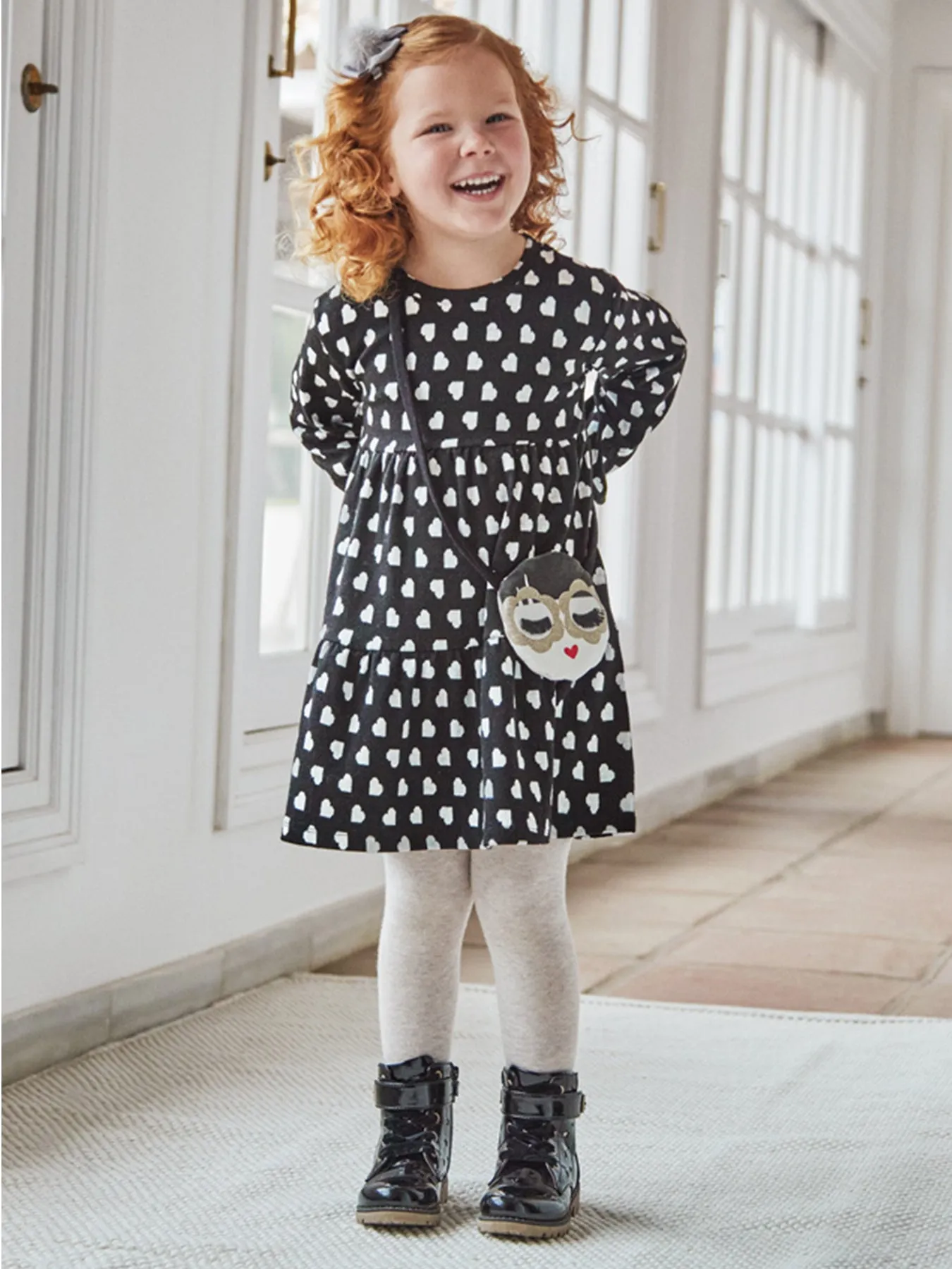 Mayoral Junior Girl Heart Dress with Handbag - 3 Colours