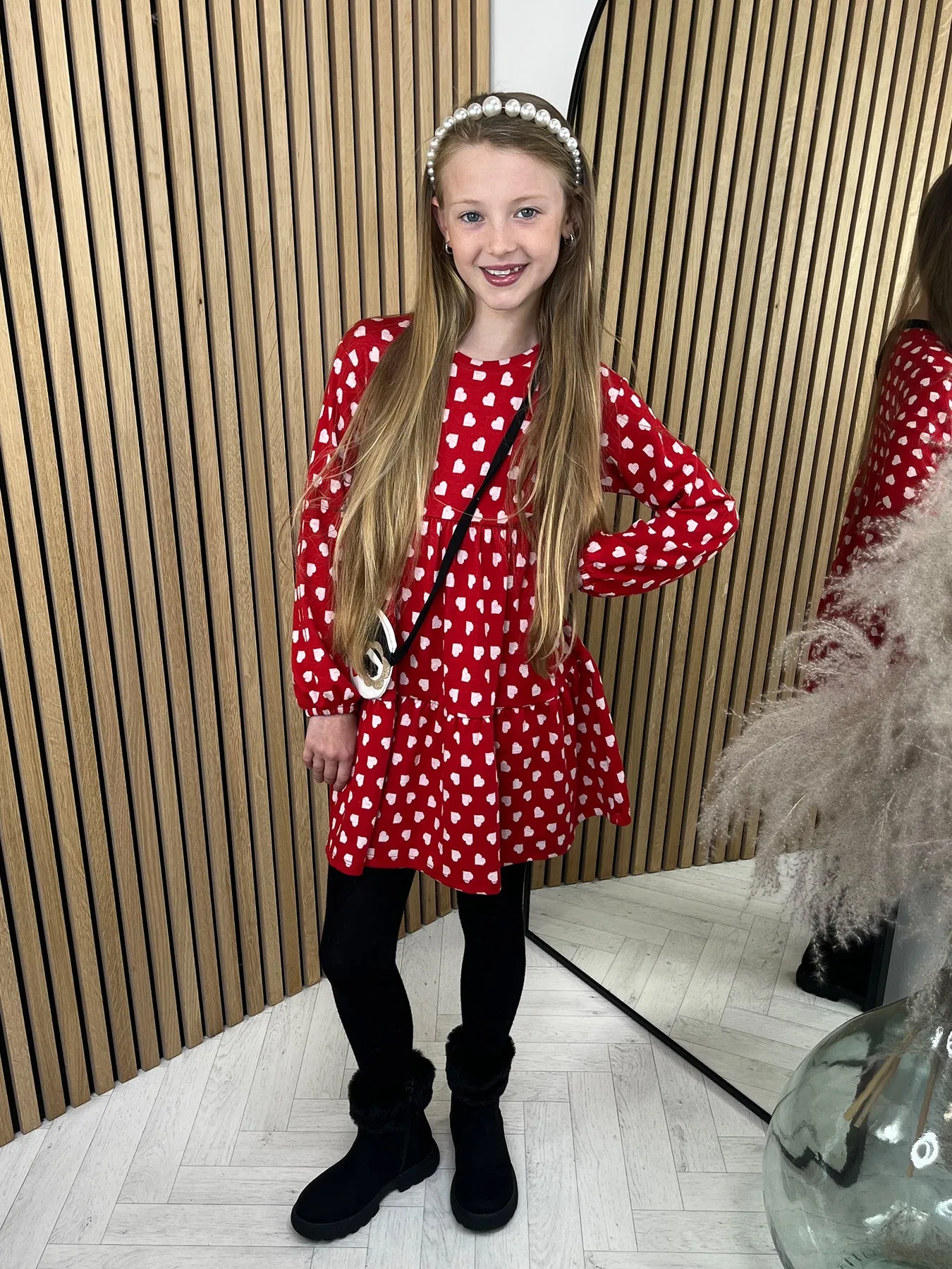 Mayoral Junior Girl Heart Dress with Handbag - 3 Colours