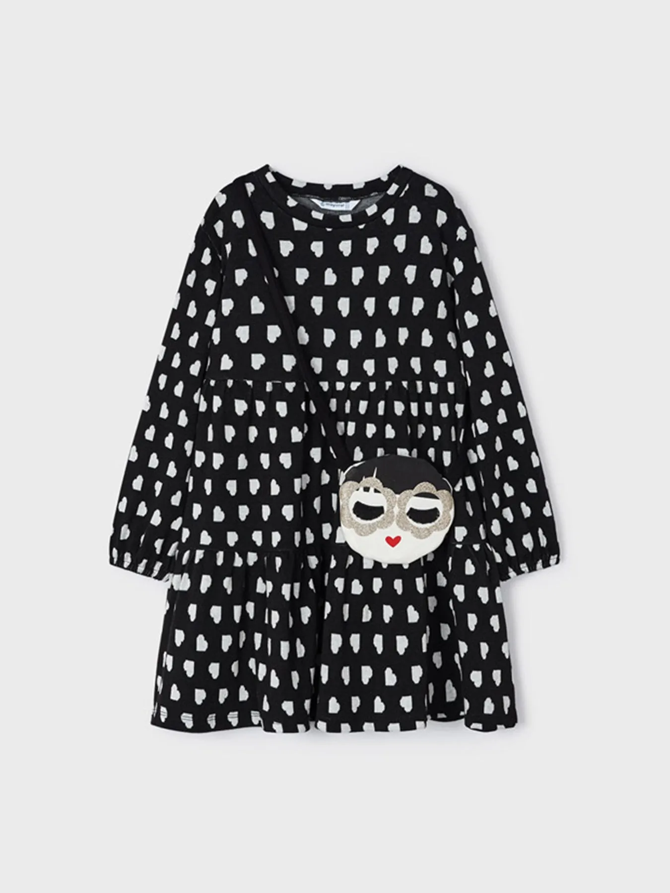 Mayoral Junior Girl Heart Dress with Handbag - 3 Colours