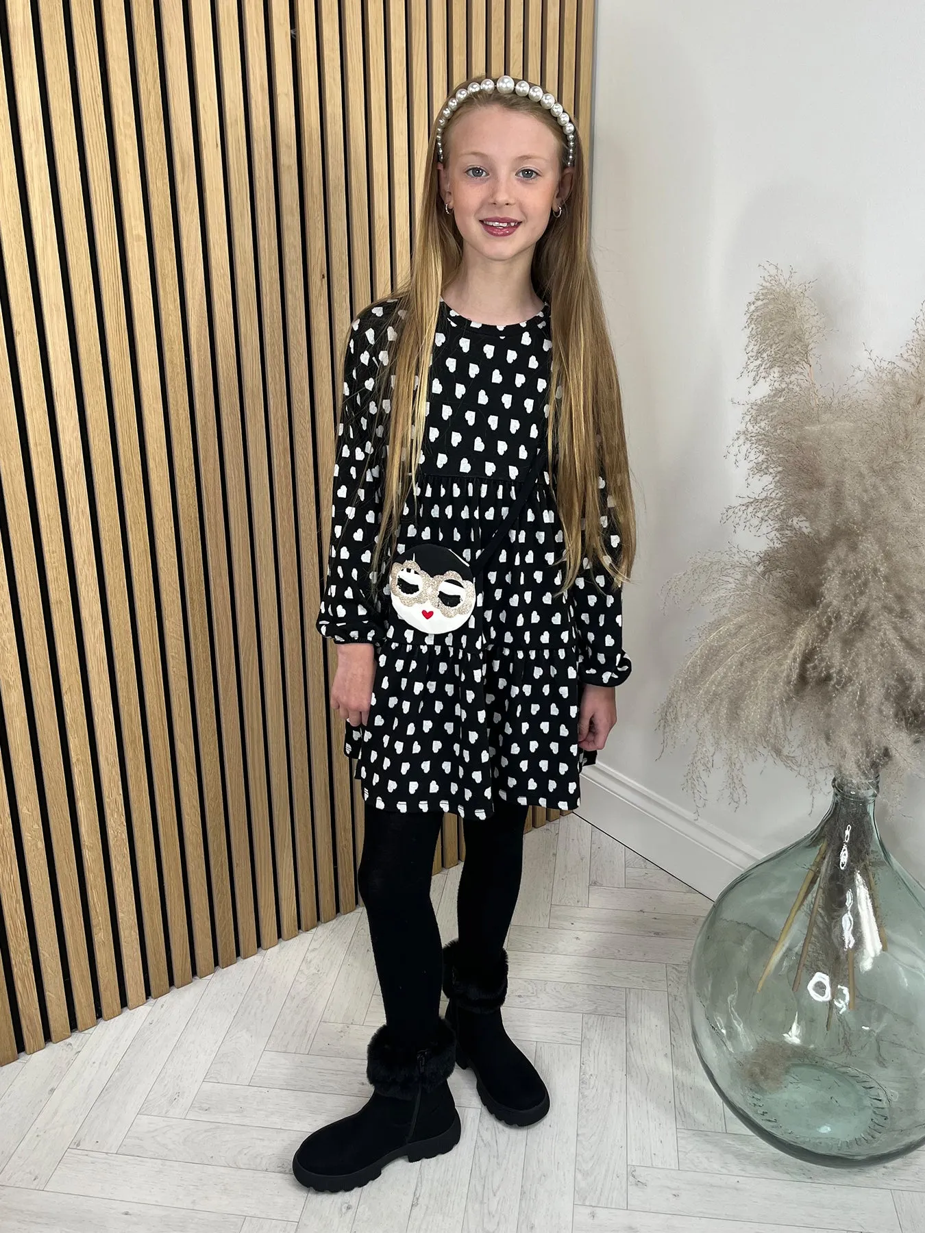 Mayoral Junior Girl Heart Dress with Handbag - 3 Colours