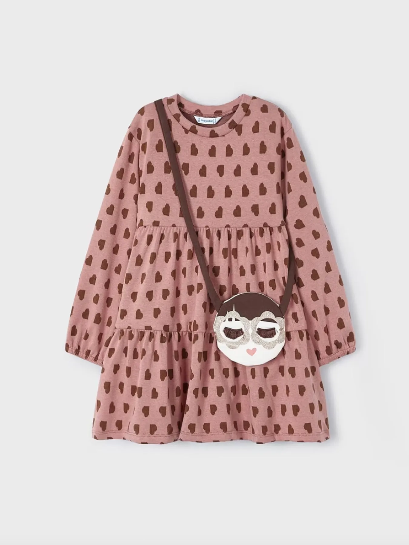 Mayoral Junior Girl Heart Dress with Handbag - 3 Colours