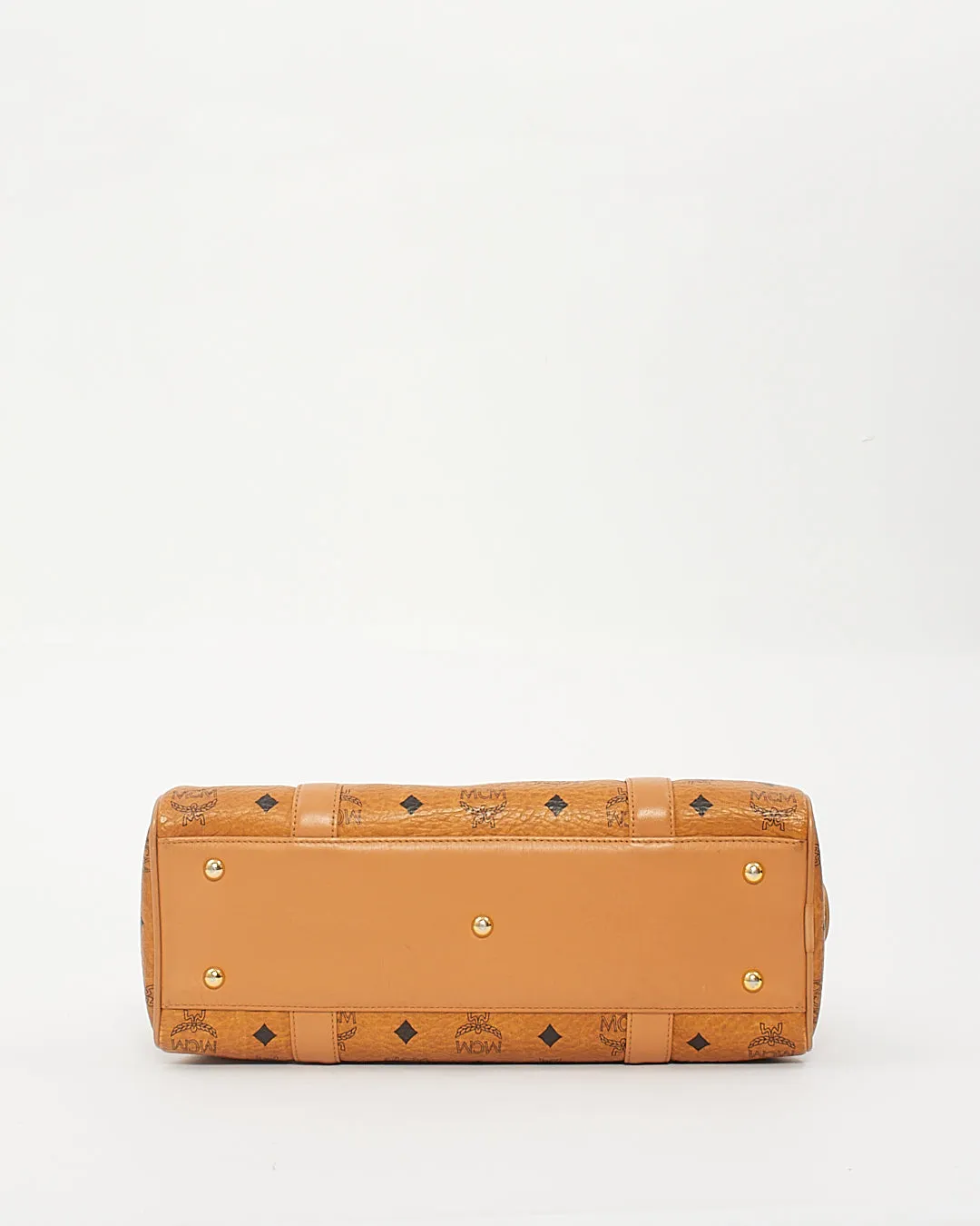 MCM Cognac Leather Visetos Monogram Tote