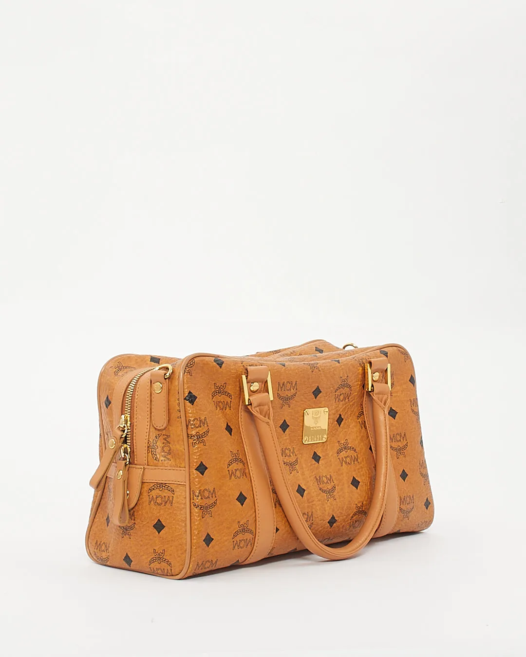 MCM Cognac Leather Visetos Monogram Tote