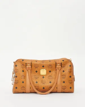 MCM Cognac Leather Visetos Monogram Tote