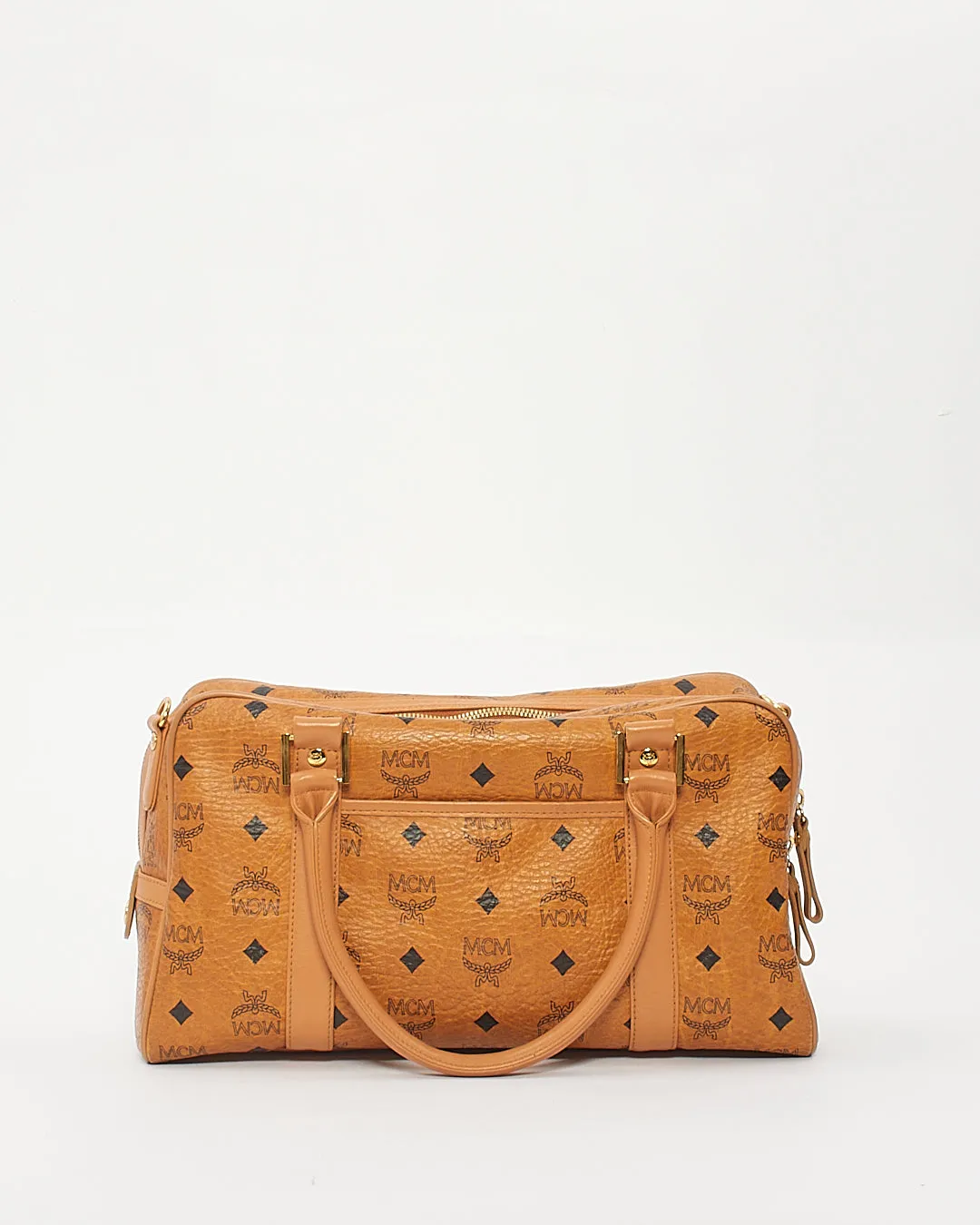 MCM Cognac Leather Visetos Monogram Tote