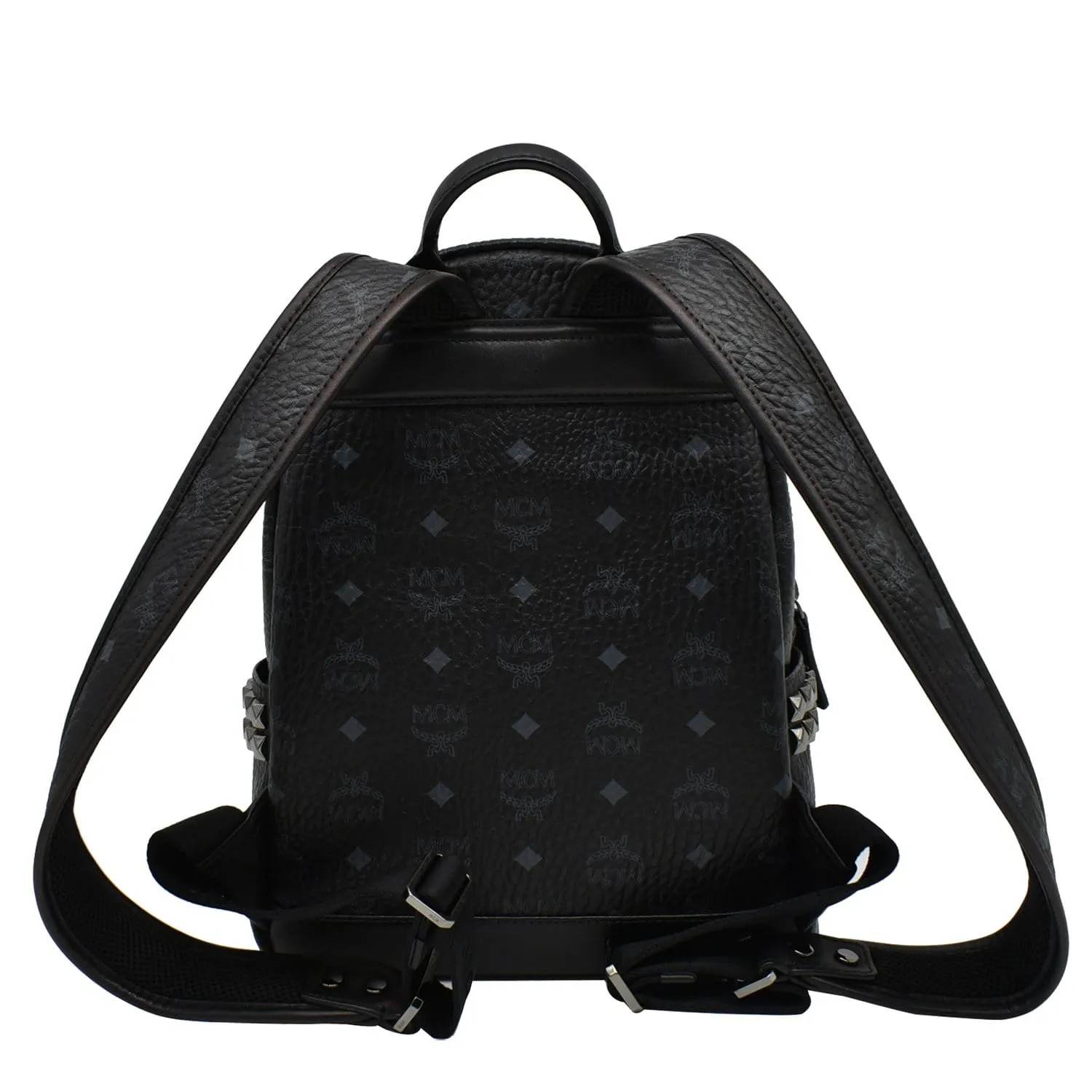 MCM Stark Classic Small Visetos Canvas Backpack Bag Black