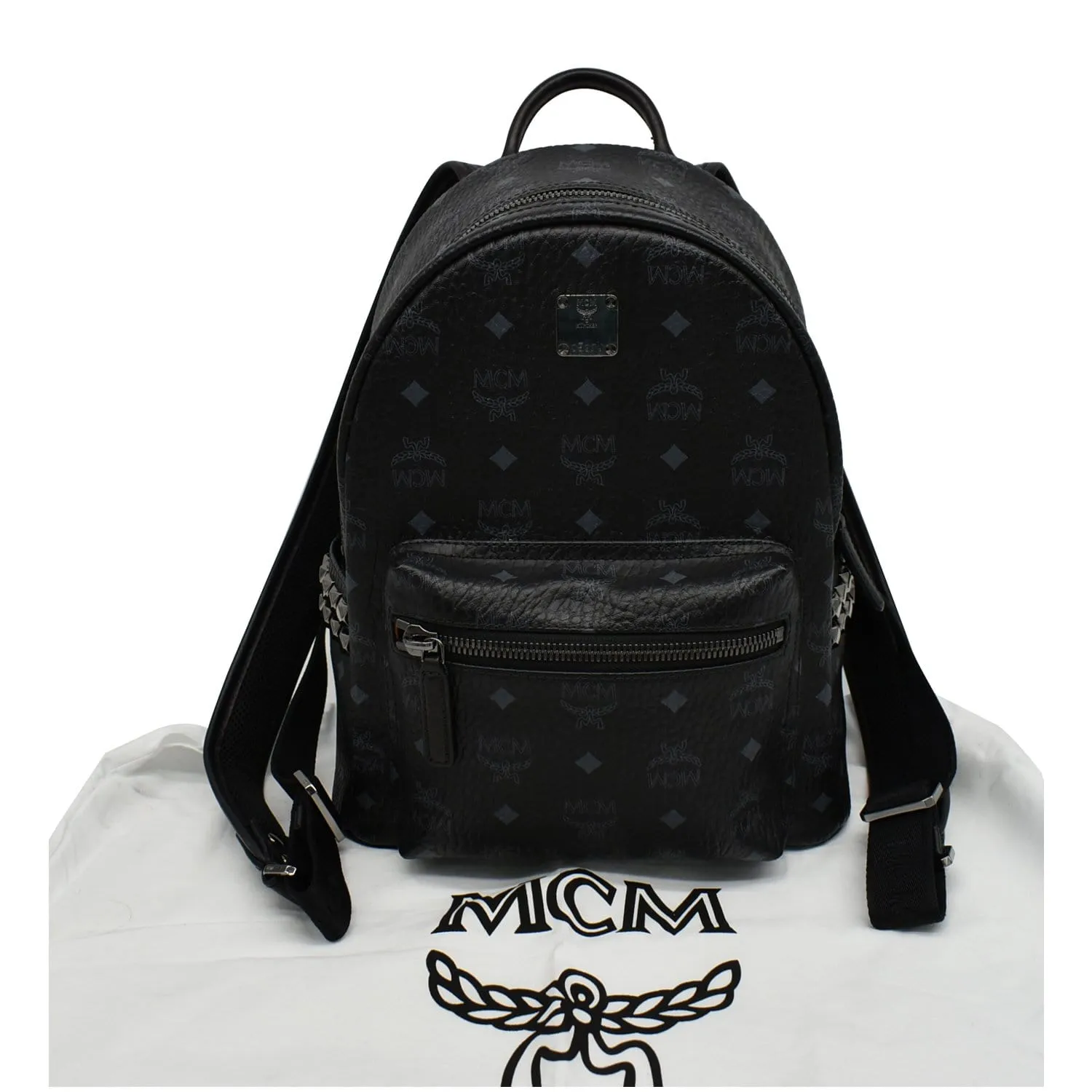 MCM Stark Classic Small Visetos Canvas Backpack Bag Black