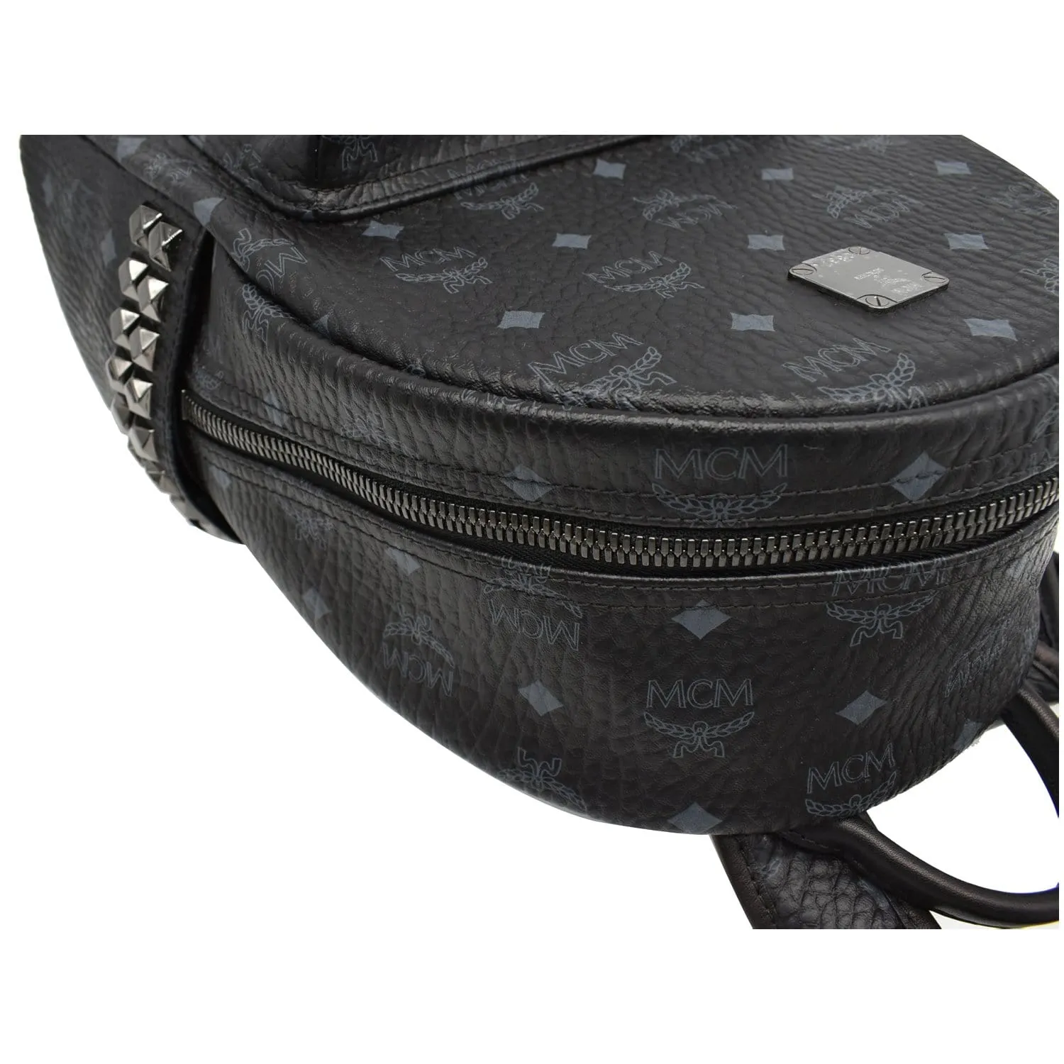 MCM Stark Classic Small Visetos Canvas Backpack Bag Black