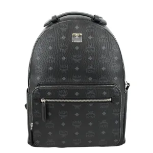 MCM Stark Classic Visetos Canvas Backpack Bag Black
