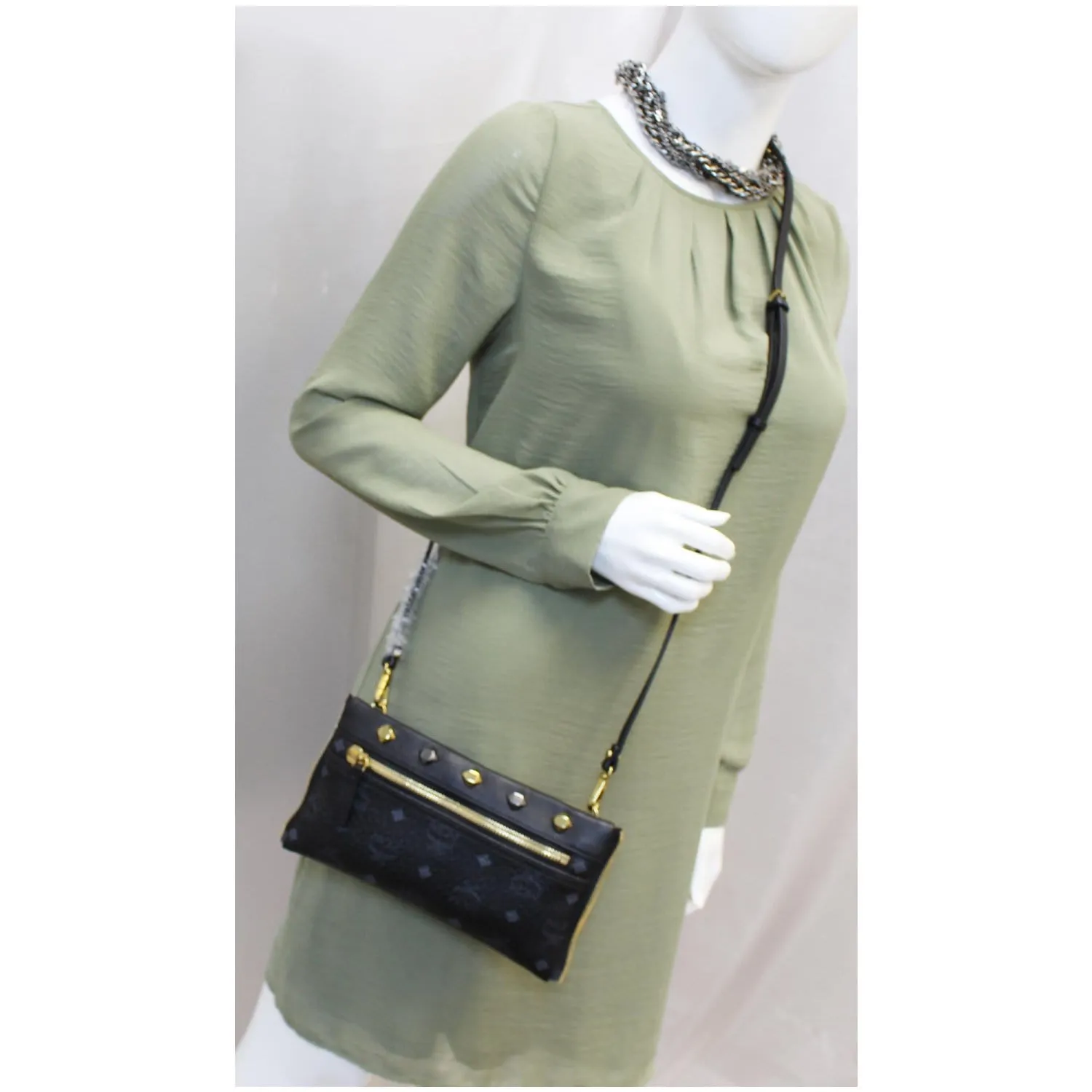 MCM Visetos Crossbody Bag Black