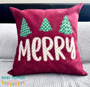 Merry raw edge applique machine embroidery design (6 sizes included) DIGITAL DOWNLOAD