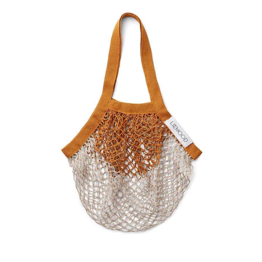 Mesh Tote . Organic Cotton Aldo Bag - Mustard / Sandy