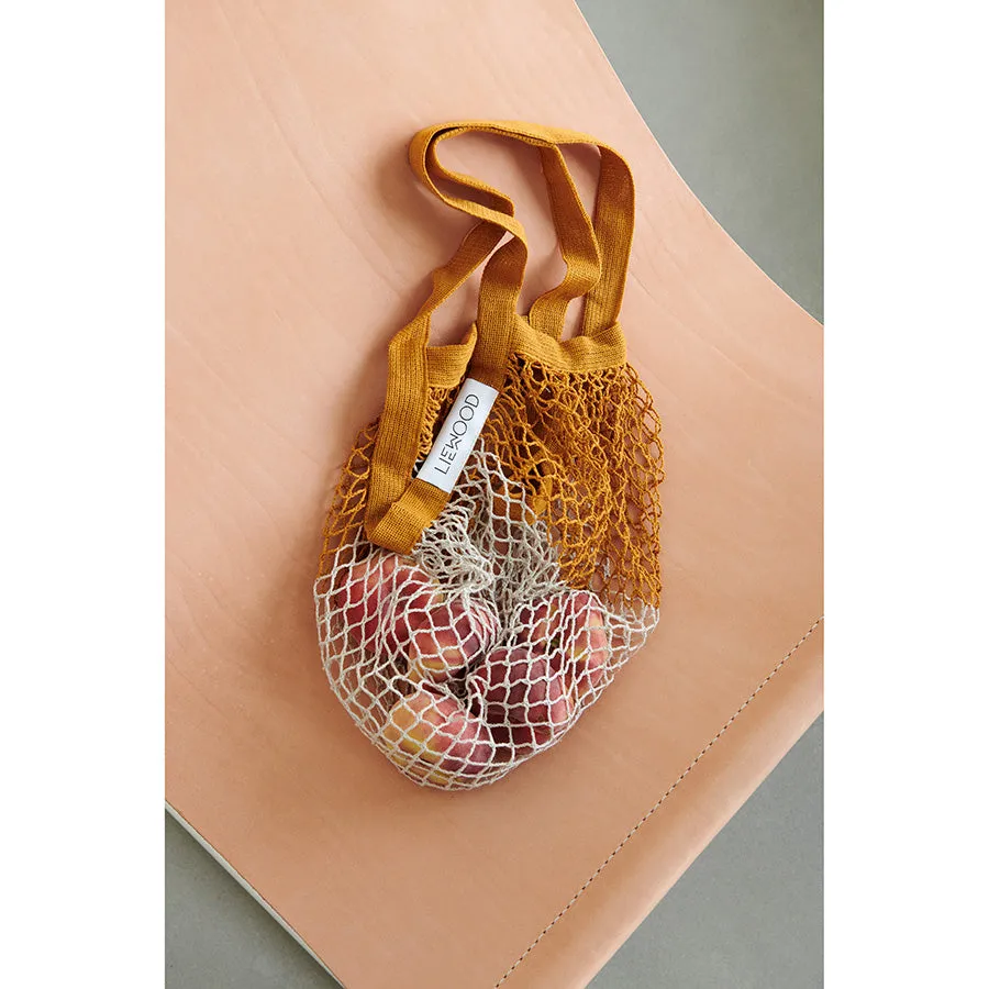 Mesh Tote . Organic Cotton Nuka Bag - Mustard / Sandy