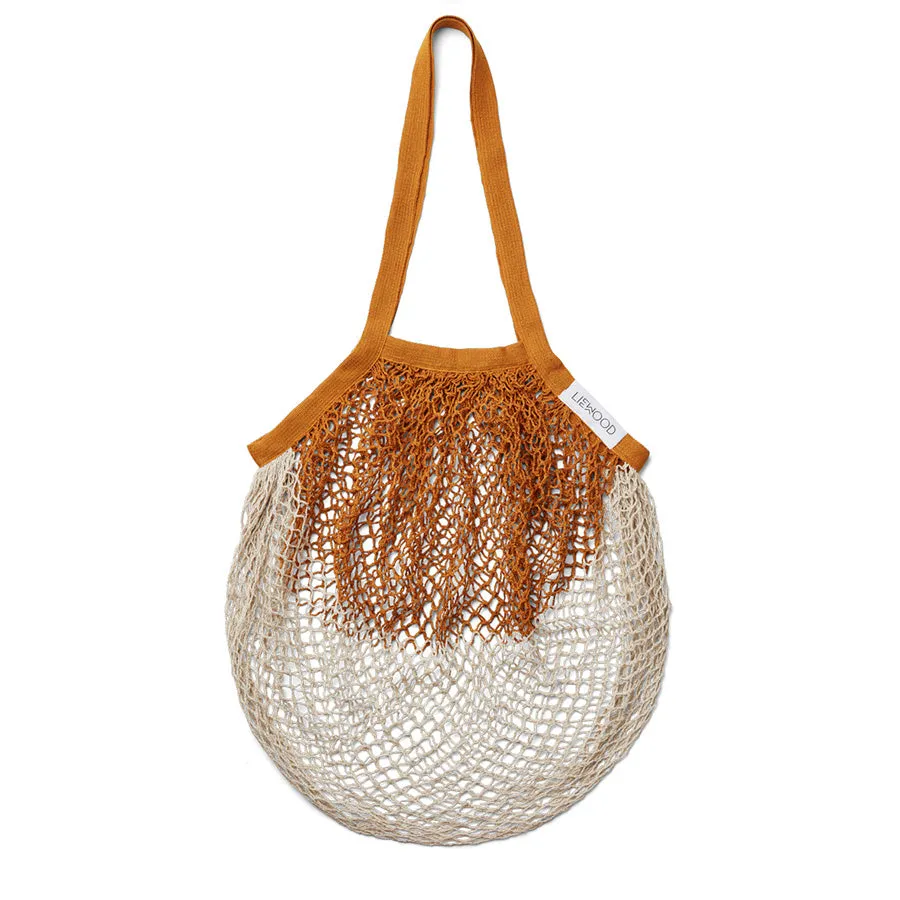 Mesh Tote . Organic Cotton Nuka Bag - Mustard / Sandy