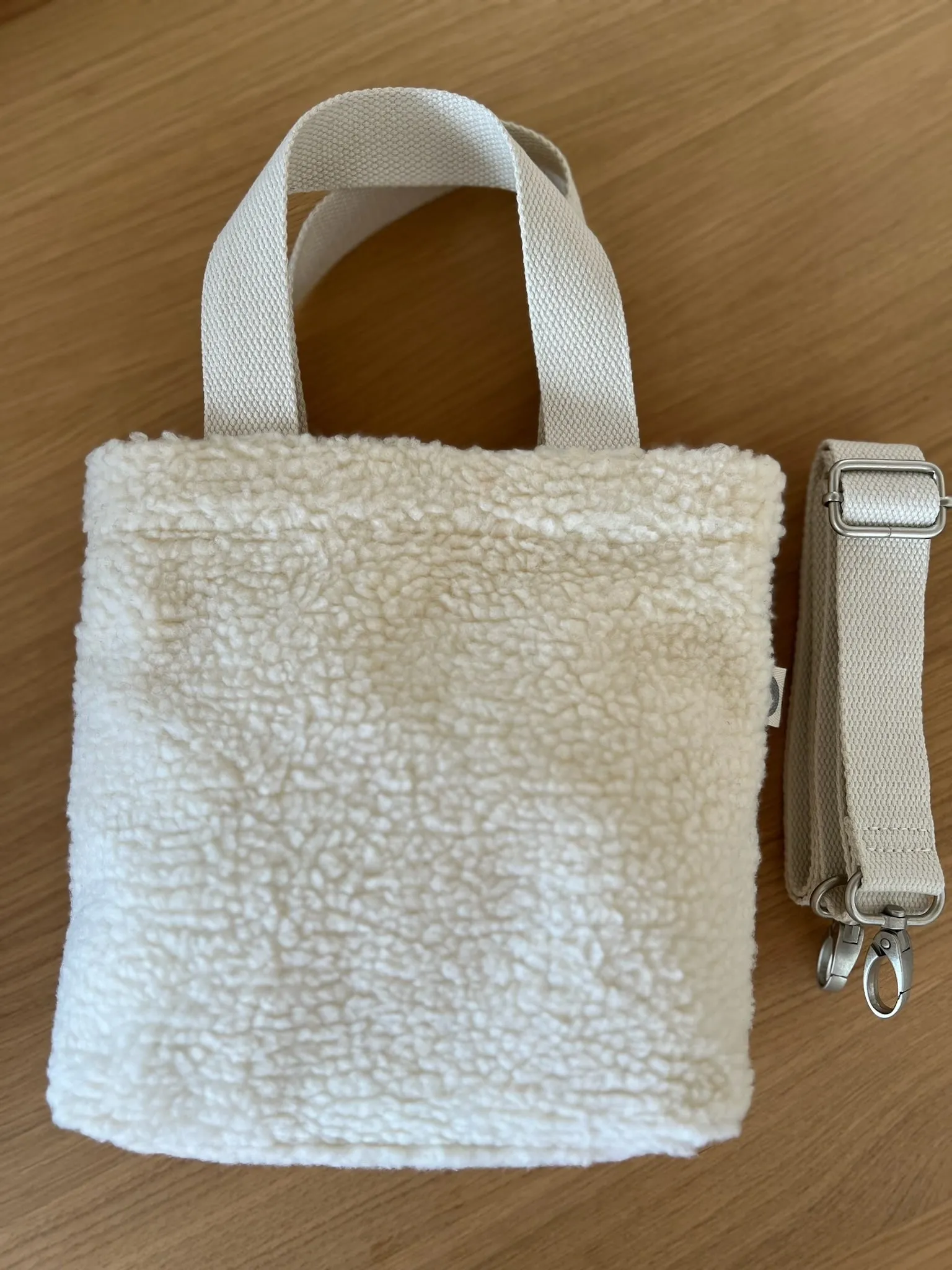 Midi Town Crossbody Bag: Ivory Sherpa