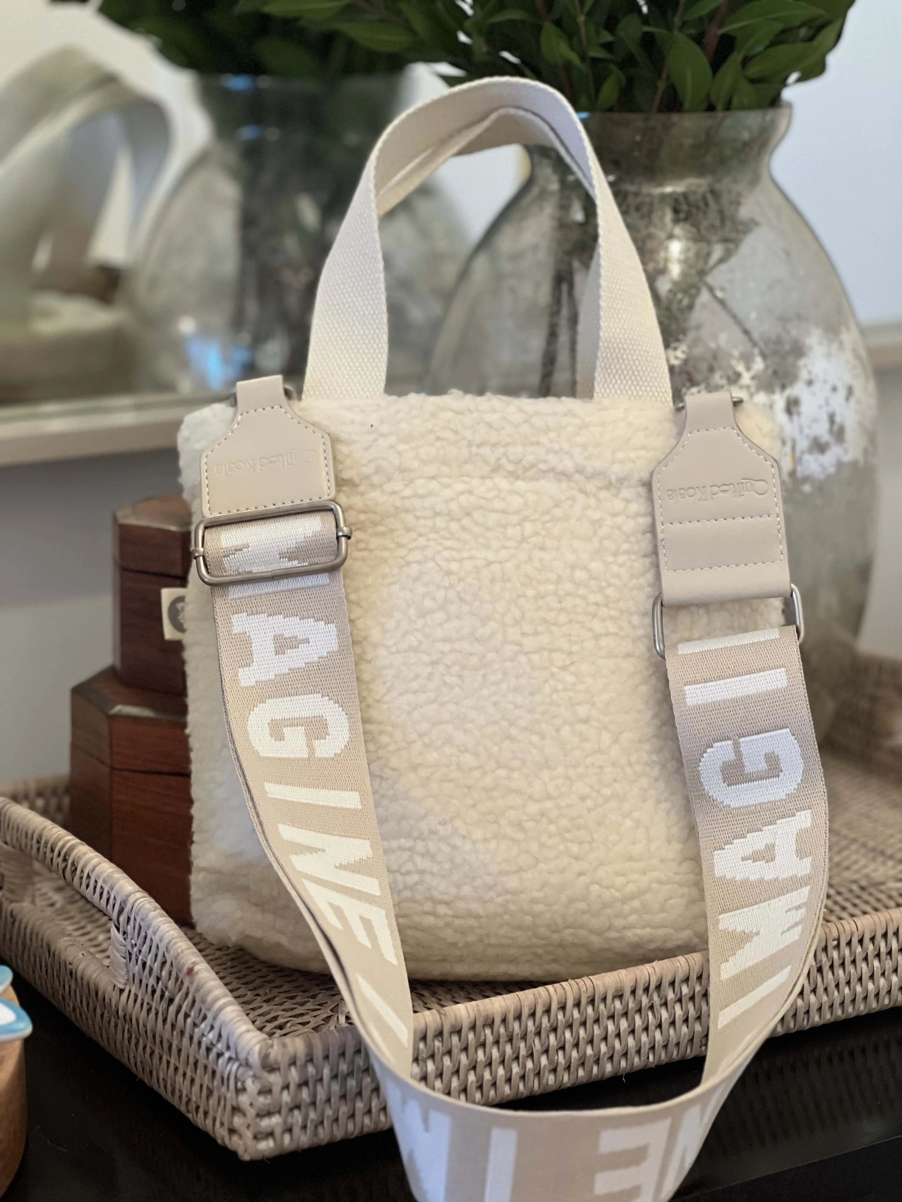 Midi Town Crossbody Bag: Ivory Sherpa