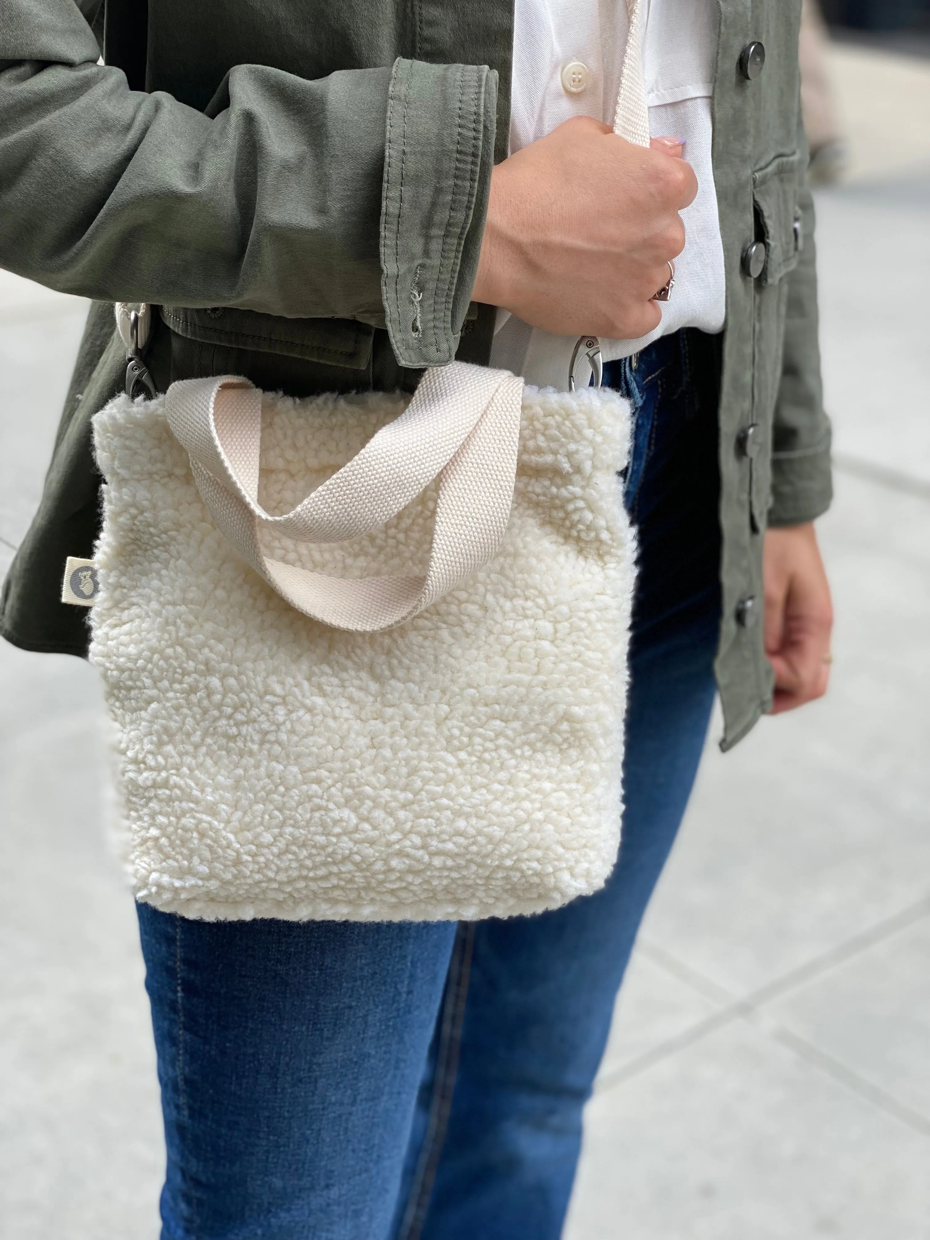 Midi Town Crossbody Bag: Ivory Sherpa