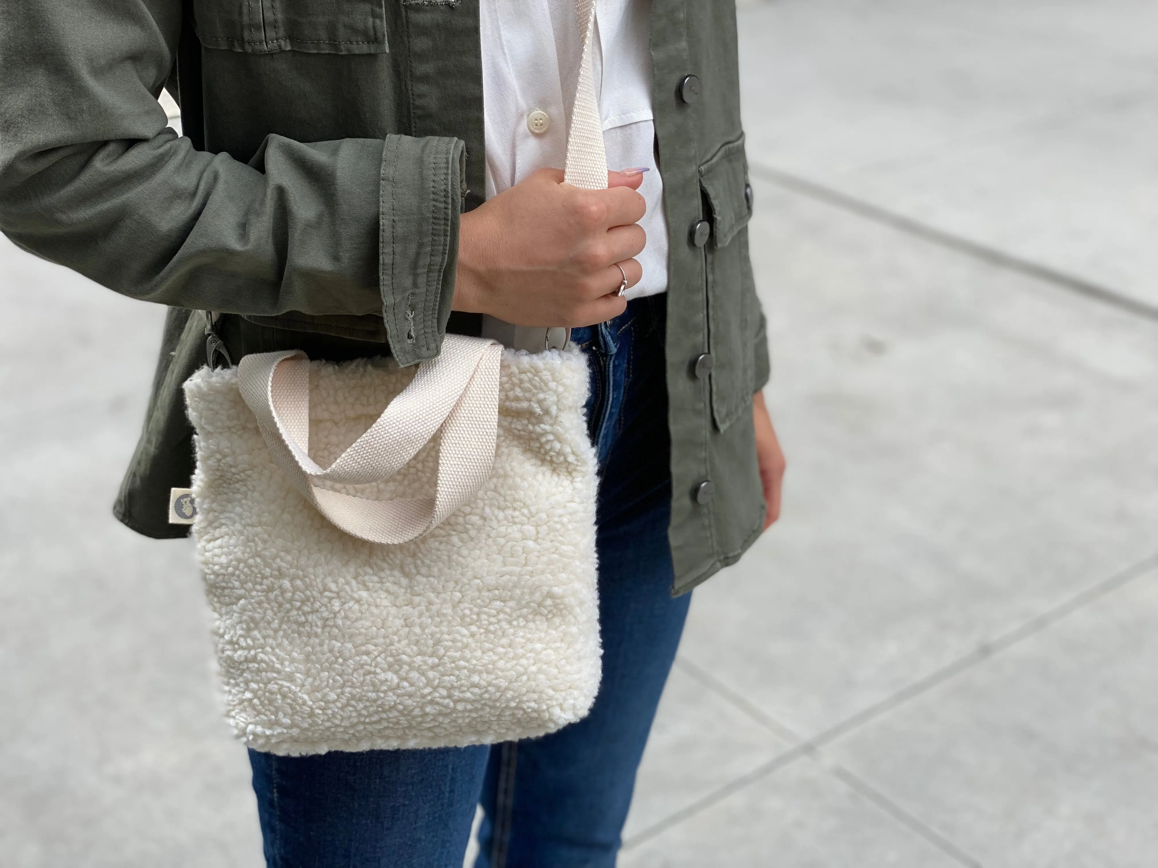 Midi Town Crossbody Bag: Ivory Sherpa
