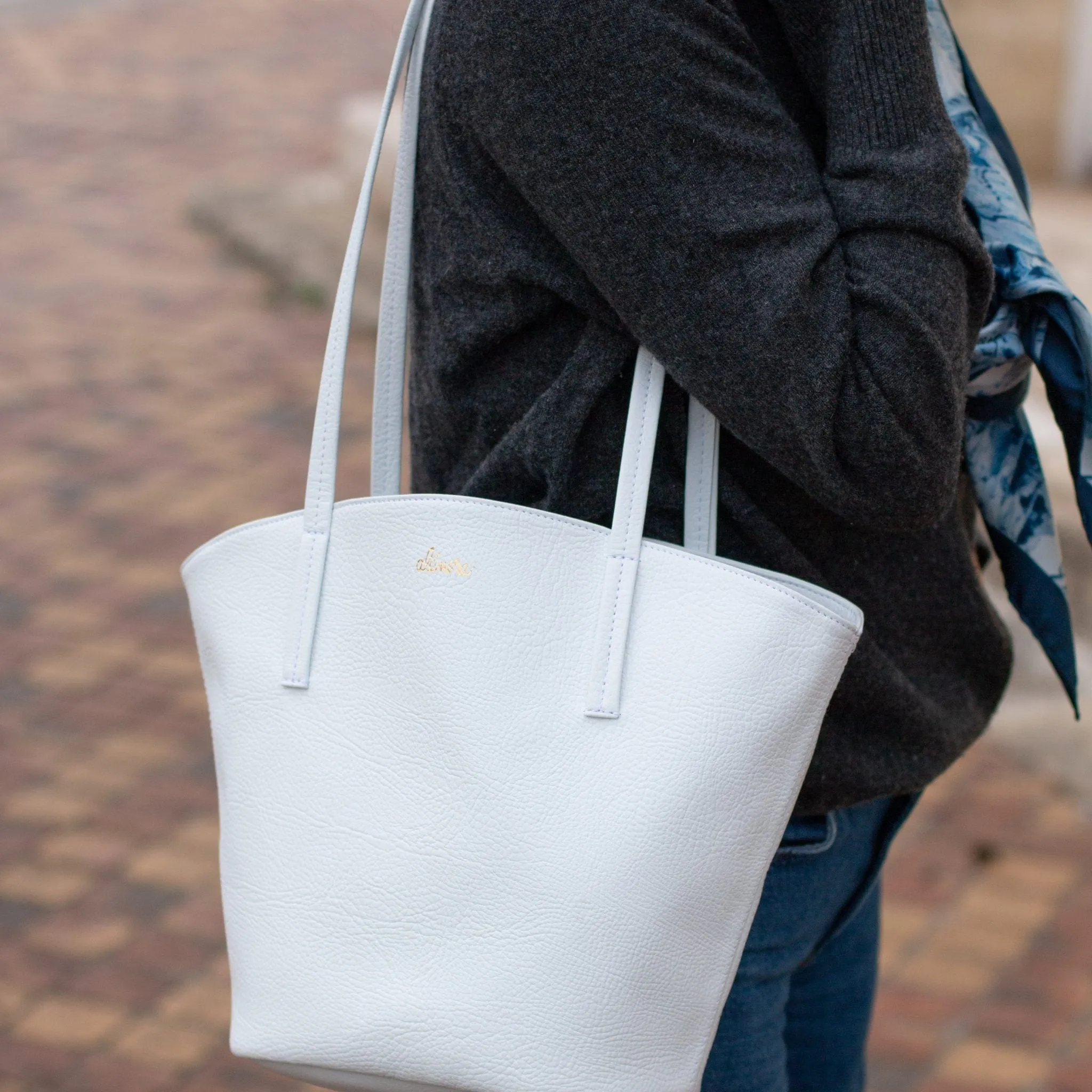 Mimosa Mini Vegan Apple Leather Tote Bag | White