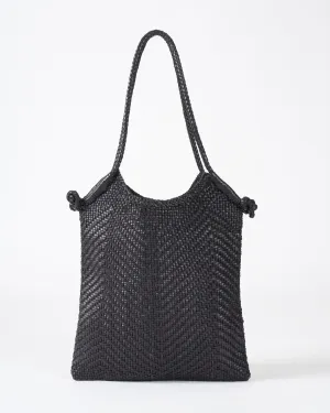 minga tote - black leather
