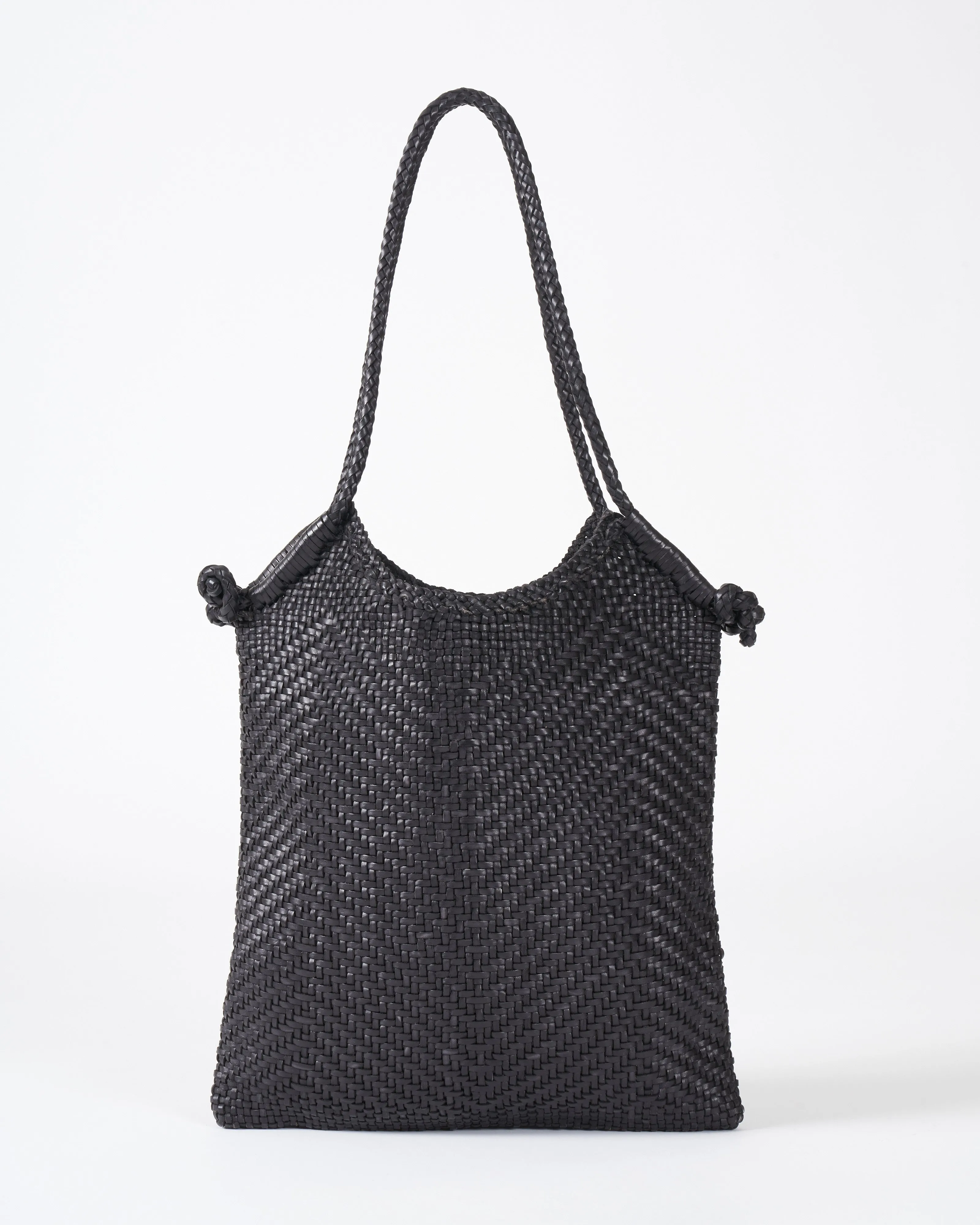 minga tote - black leather