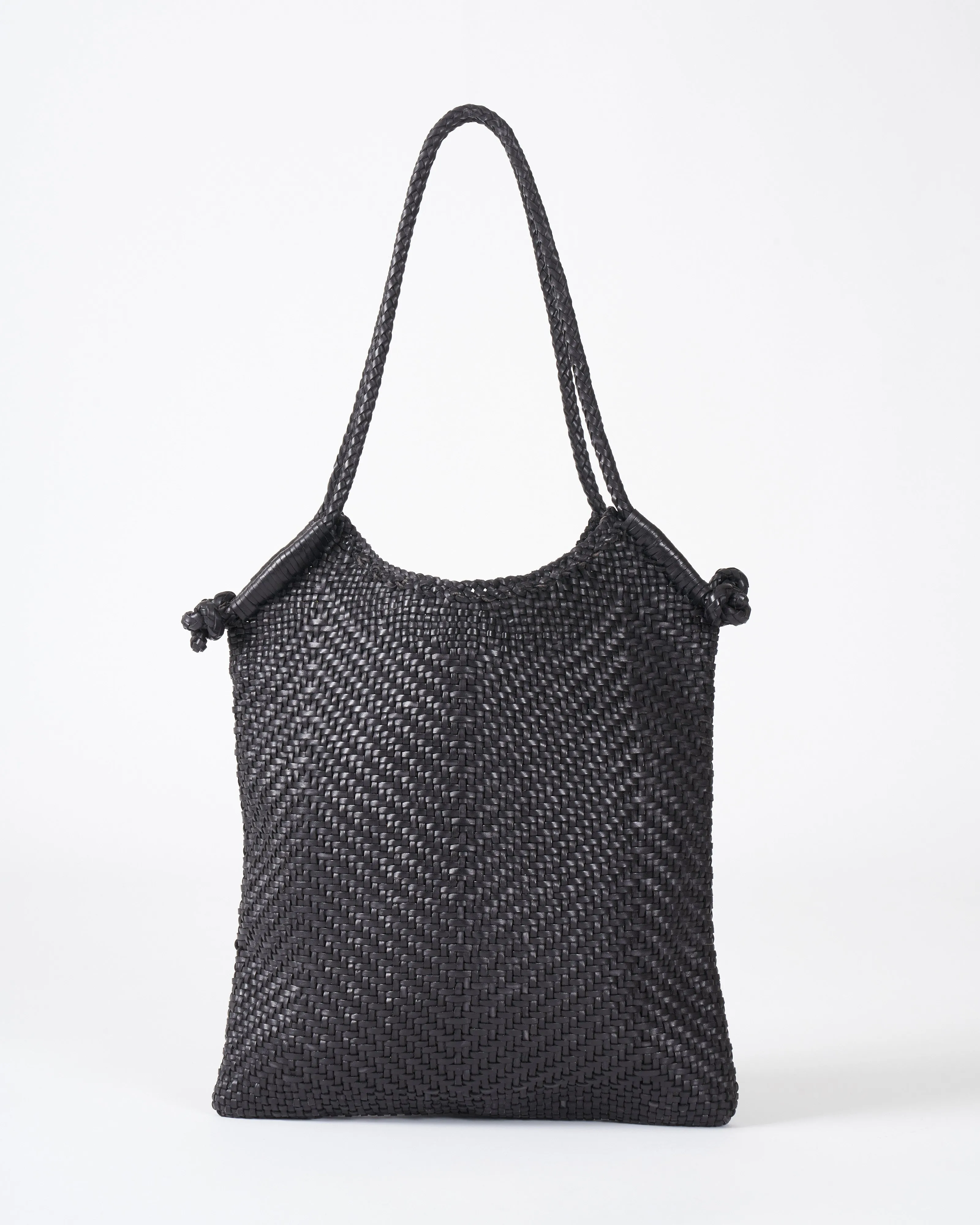 minga tote - black leather