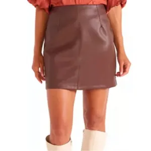 Minkpink Chocolate faux leather Mini Skirt
