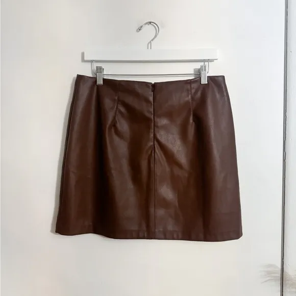 Minkpink Chocolate faux leather Mini Skirt